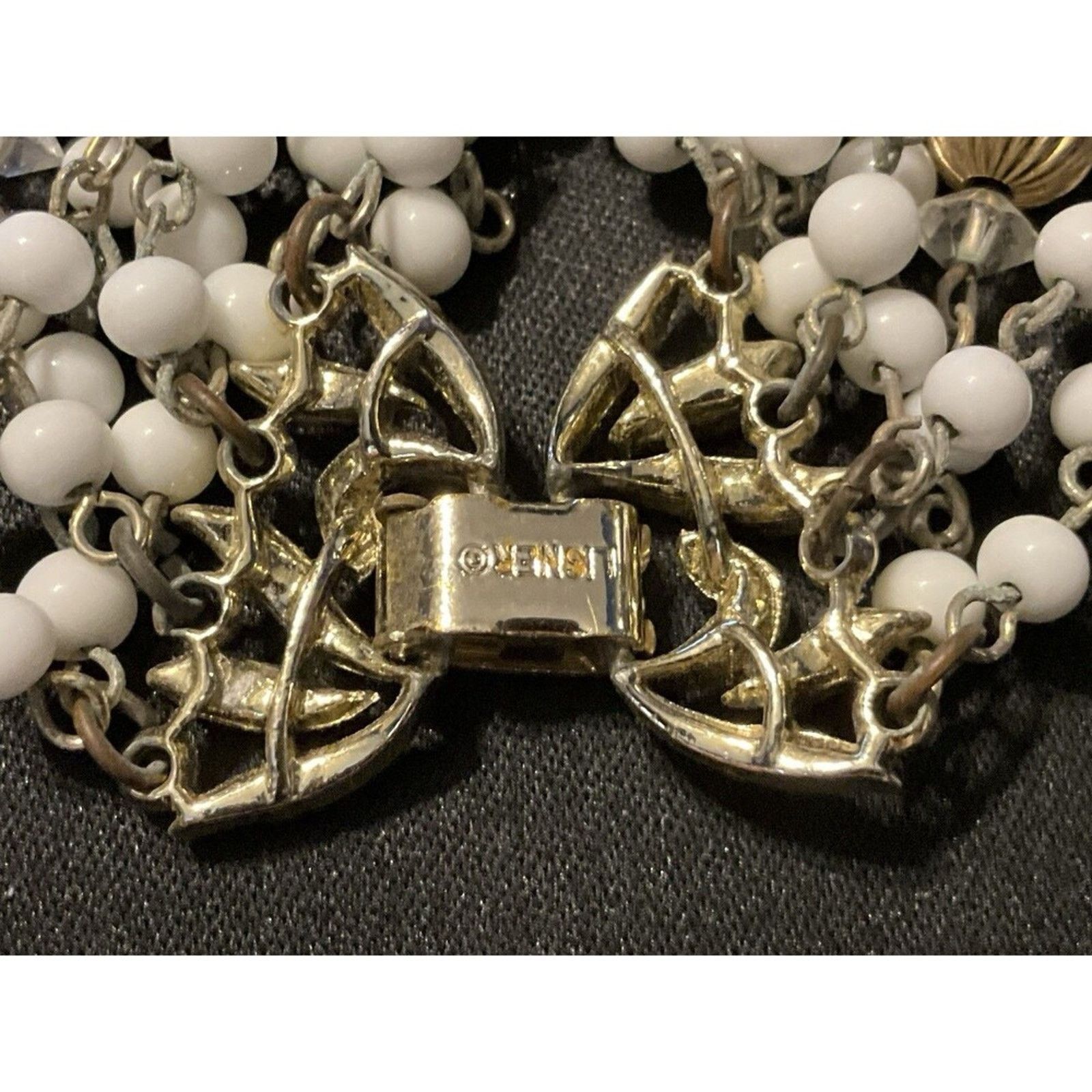 Other Lisner Signed Gold Tone 8 Strand White & Gold Beads Size 6.5 Size ONE SIZE - 5 Thumbnail