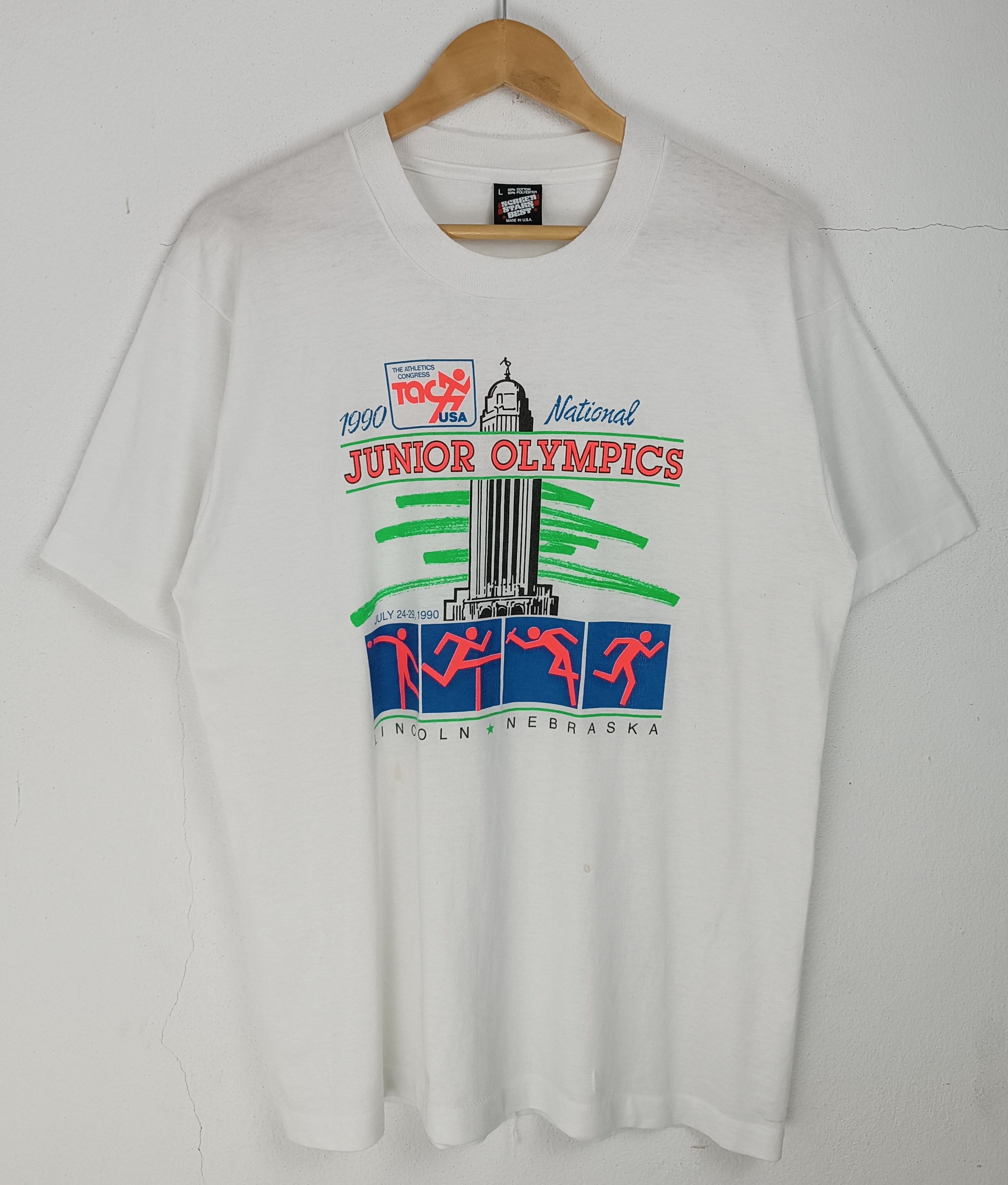 USA Olympics VINTAGE 90'S JUNIOR OLYMPICS USA NEBRASKA TEE VERY RARE Size US M / EU 48-50 / 2 - 3 Thumbnail