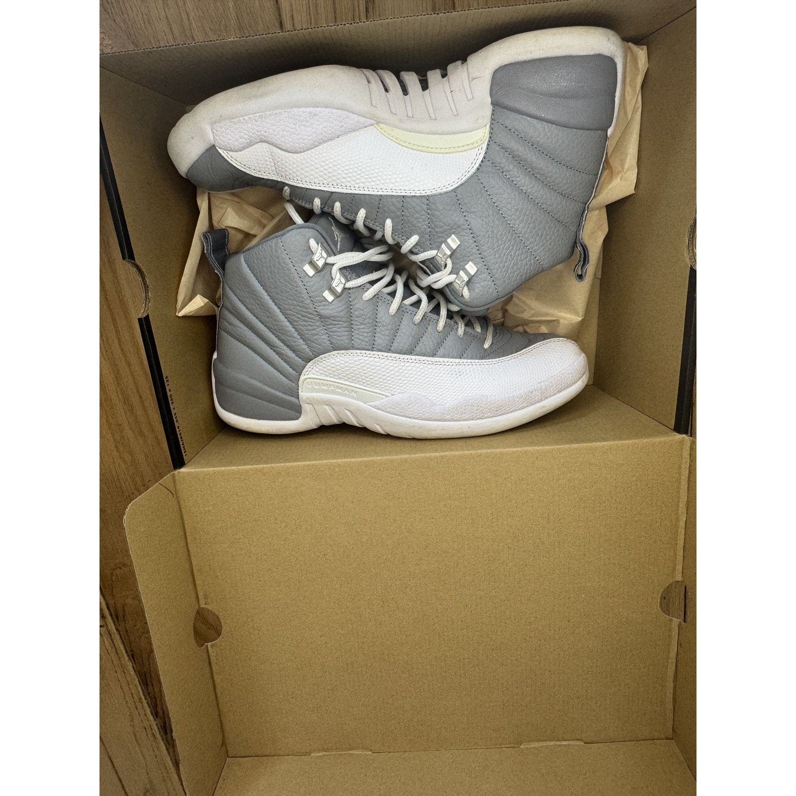 Jordan Brand Air Jordan 12 Retro Shoes Mens Stealth Cool Grey OG Box Size US 9.5 / EU 42-43 - 7 Thumbnail
