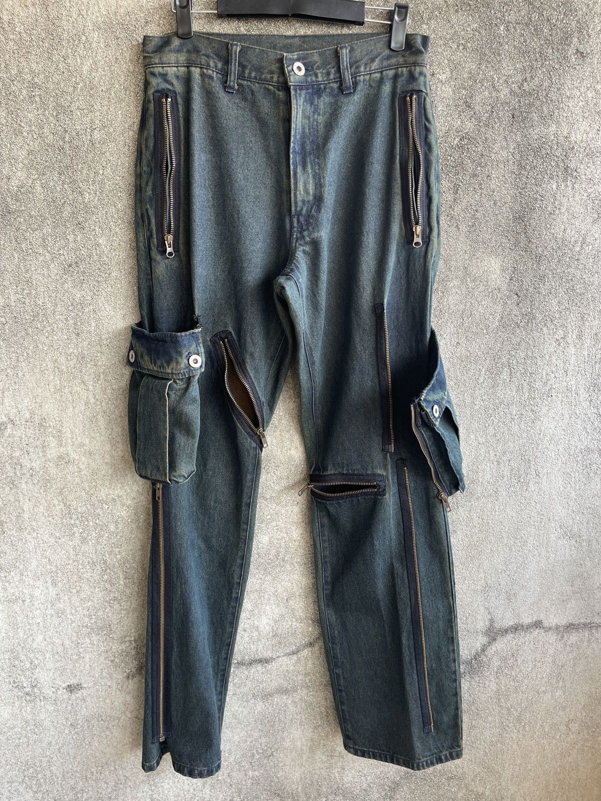 PPFM Vintage Avant Garde🔥PPFM🔥 Zipper Multi Pocket Cargo Jeans Size US 30 / EU 46 - 8 Thumbnail