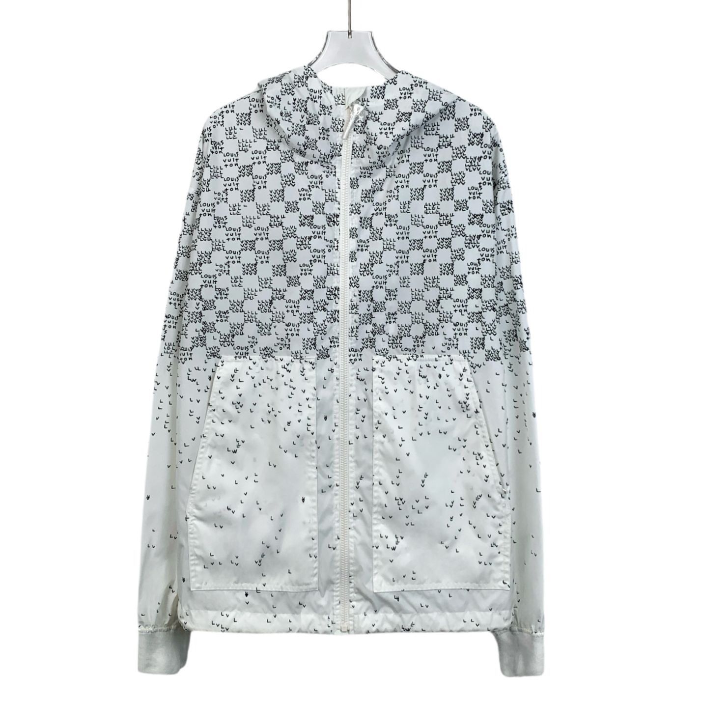 Louis Vuitton Louis Vuitton Mens White Geometric Print Hooded Jacket Size Size US M / EU 48-50 / 2 - 1 Thumbnail