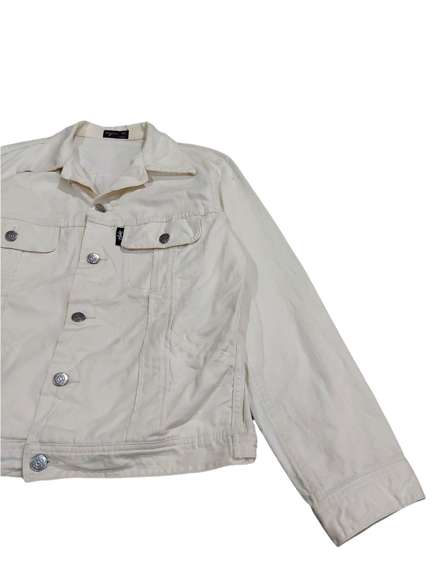 agnes b. Rare! Vintage Agnes B. Paris Cream Denim Trucker Jacket Size US S / EU 44-46 / 1 - 3 Thumbnail