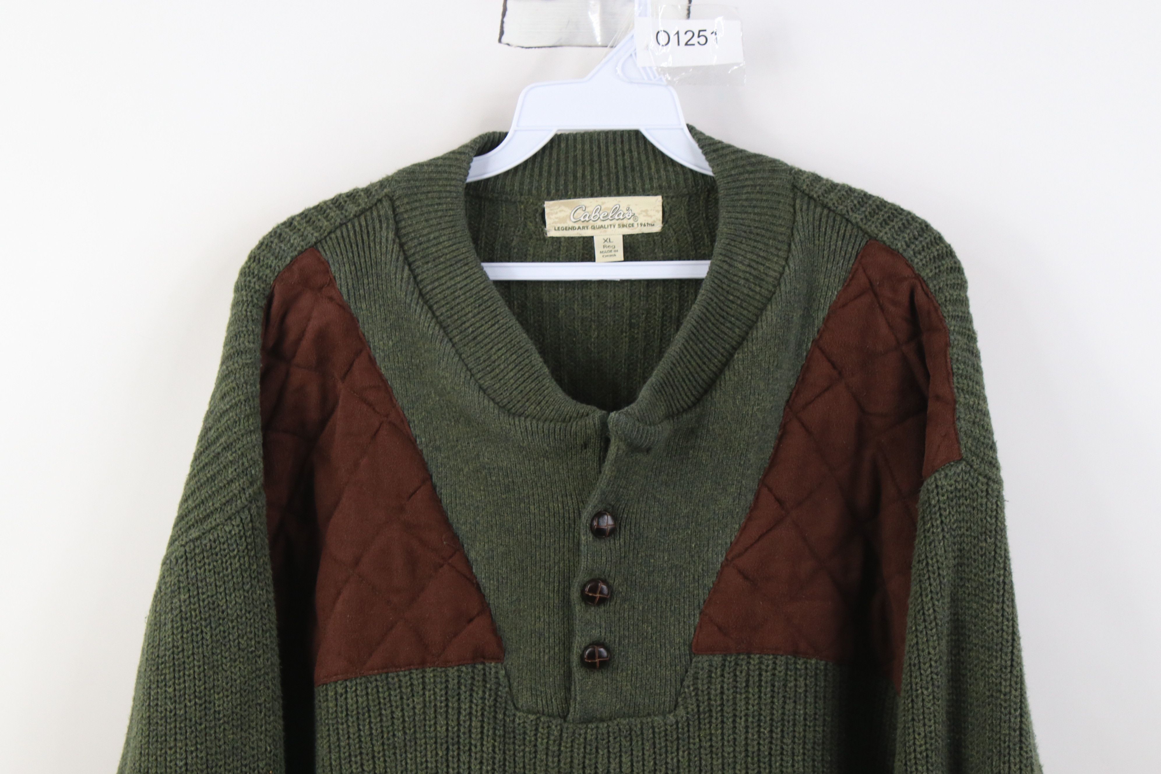 Cabelas Vintage Cabelas Knit Elbow Patch Shooting Henley Sweater Size US XL / EU 56 / 4 - 2 Thumbnail