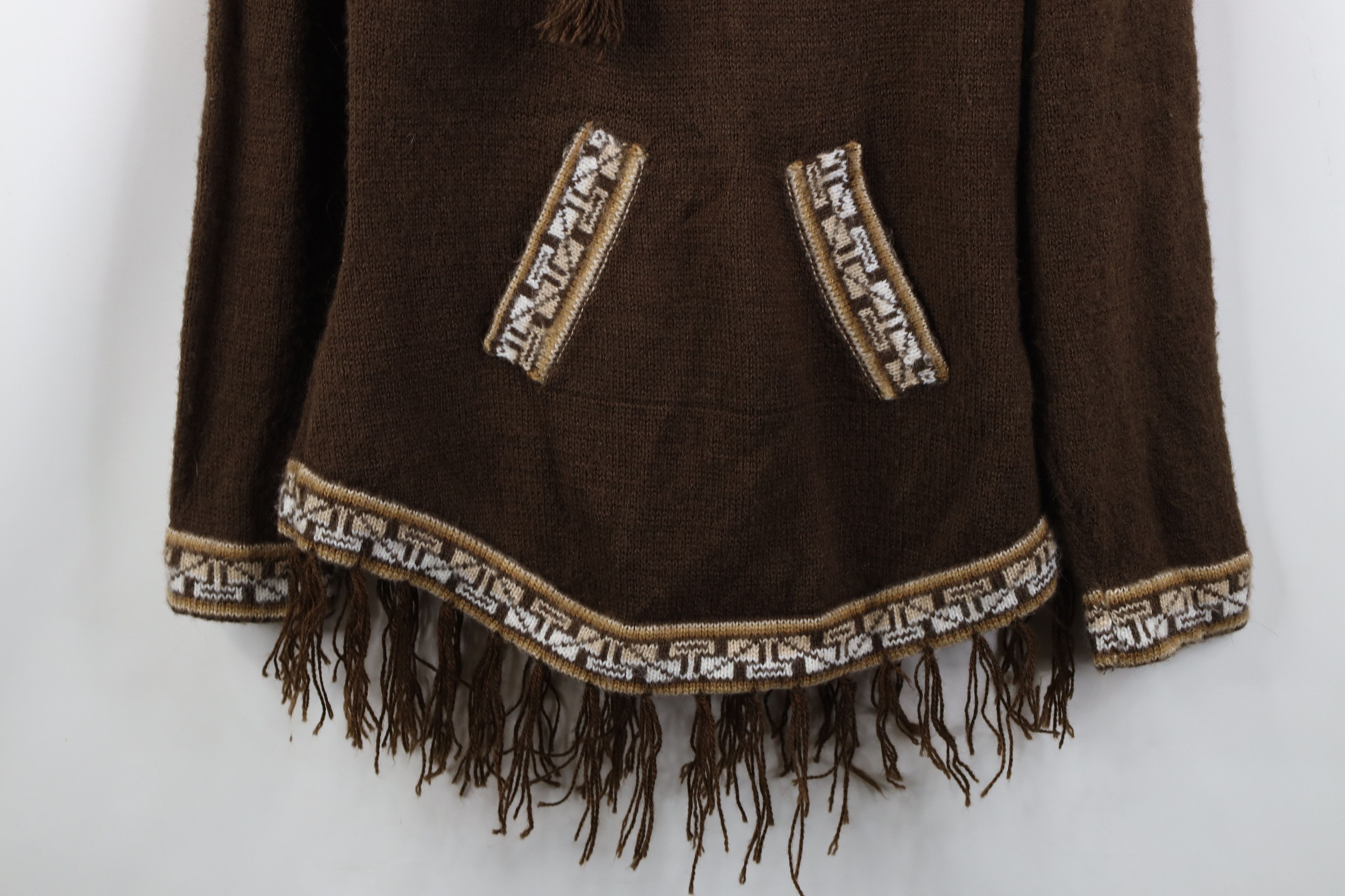 Vintage Vintage 90s Streetwear Blend Knit Fringed Hoodie Sweater Size M / US 6-8 / IT 42-44 - 3 Thumbnail