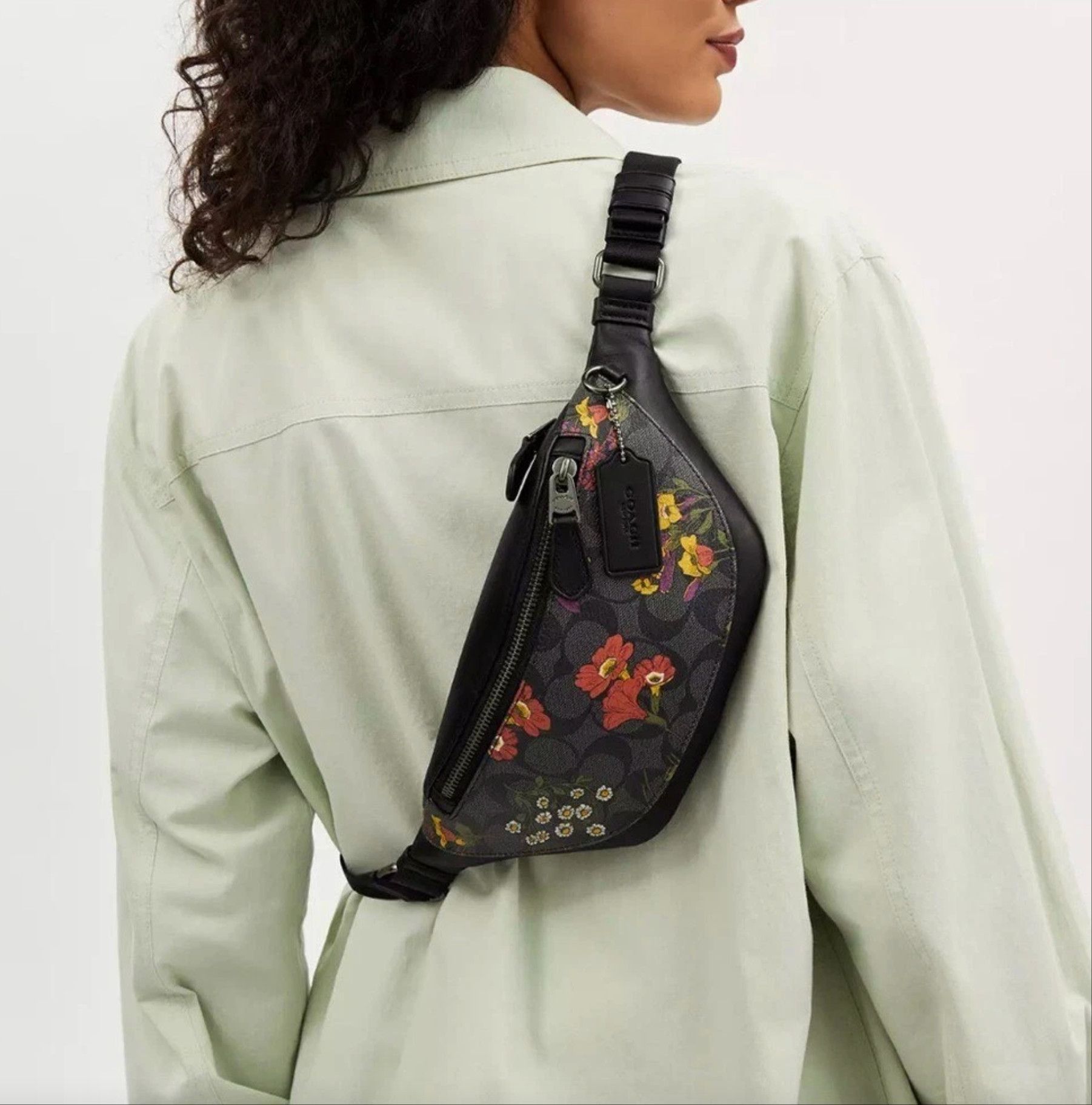 Coach Warren Mini Belt Bag In Signature Canvas With Floral CR189 Size ONE SIZE - 8 Thumbnail