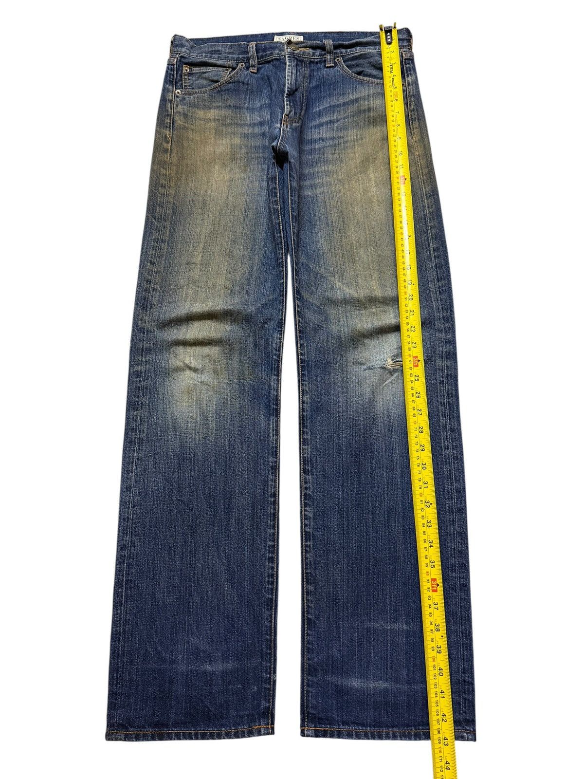 Helmut Lang Vintage Y2K Japanese Brand Blue Mud Wash Distress Straight Size US 32 / EU 48 - 8 Thumbnail