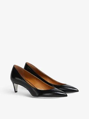 oc11z0525 Rhythm Pointed Toe Leather Courts in Black