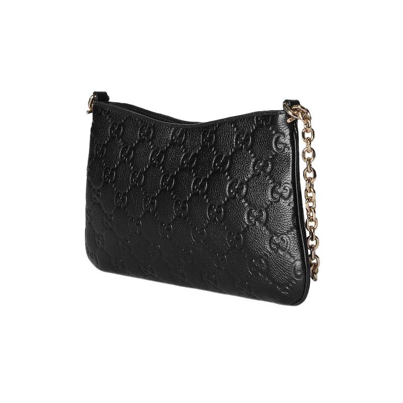 Gucci GUCCI GG Medium Black Leather Shoulder Bag New Size ONE SIZE - 2 Thumbnail