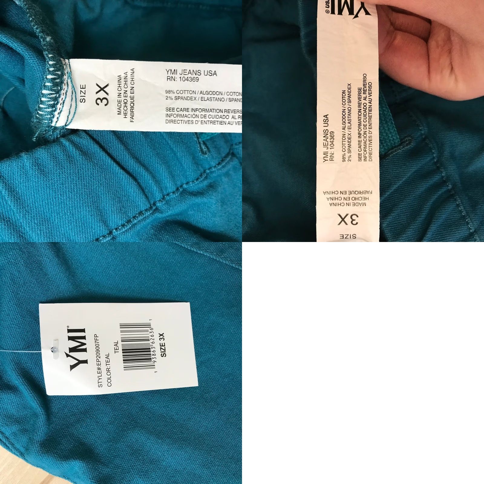 Vintage YMI Jeans USA Women's Teal Green Cargo Jogger Pants Sz 3X Frayed Hem Drawstring Size 40" / US 18 - 8 Thumbnail