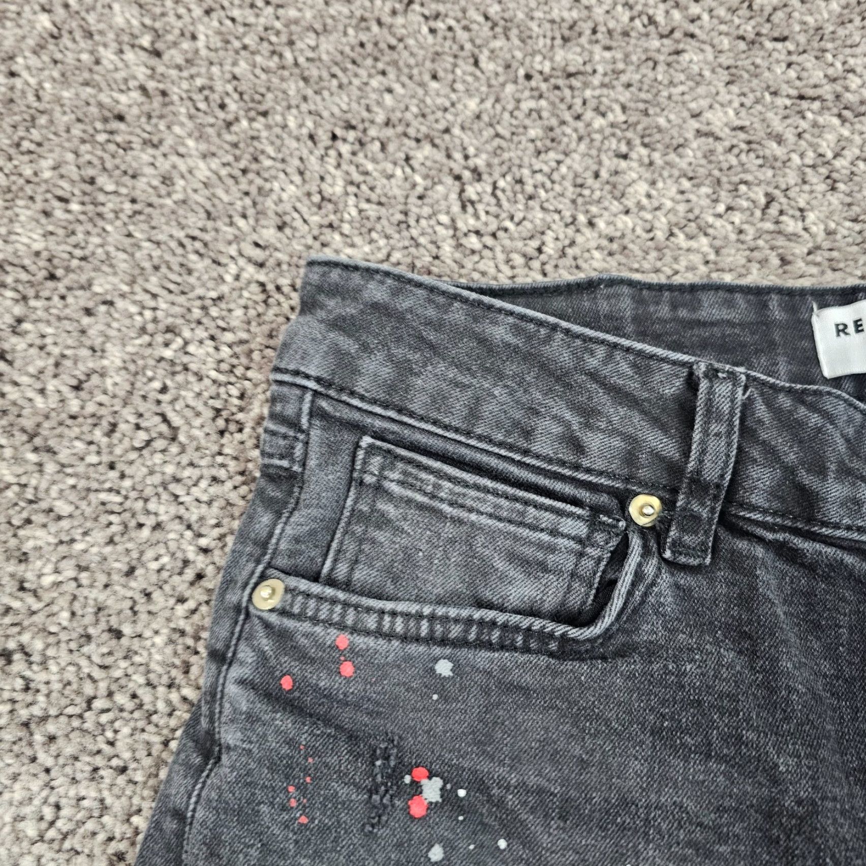 Vintage VINTAGE Serenede Men Jeans Skinny Black Distressed Paint Splatter Stretch 28 Waist 31 Inseam Size US 28 / EU 44 - 4 Thumbnail