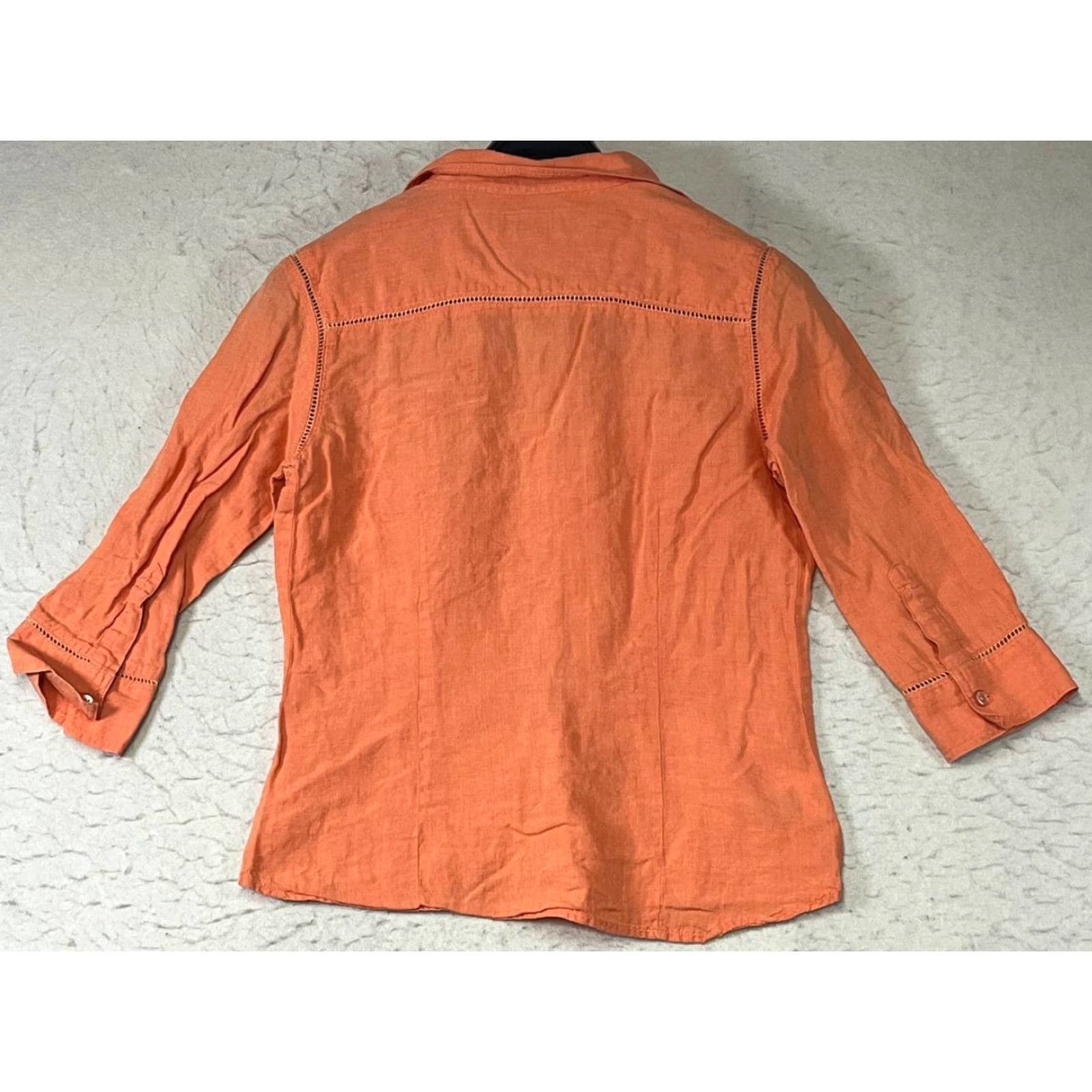 Eddie Bauer Eddie Bauer Linen Shirt Womens 8P Petite Orange 3/4 Sleeve Button Front Shirt Womens Petite Orange Linen 3/4 Sleeve Button-Up Size M / US 6-8 / IT 42-44 - 2 Thumbnail