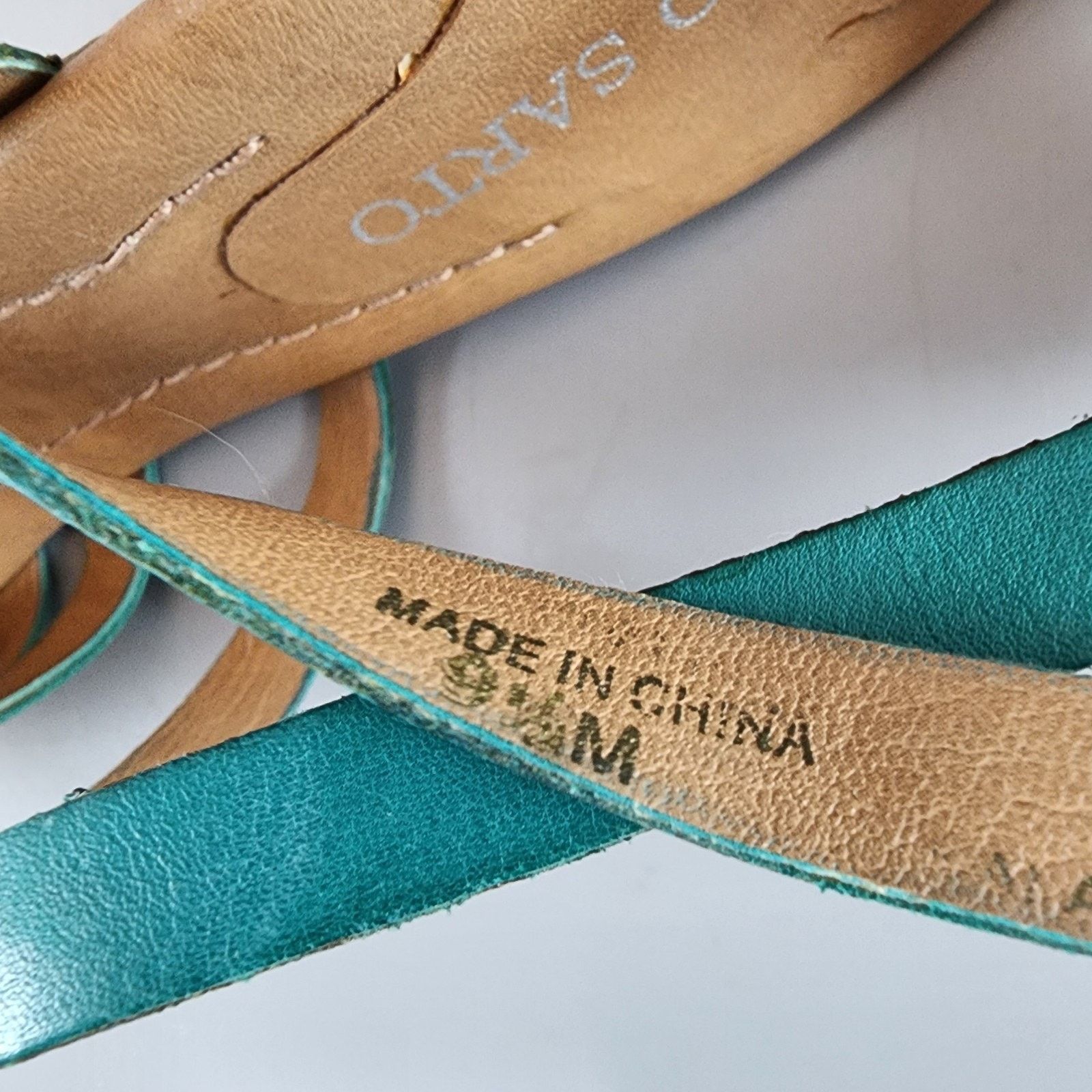 Franco Sarto Franco Sarto Leather Strappy Sandals 9.5M Turquoise 3" Heel Size US 9.5 / IT 39.5 - 5 Thumbnail
