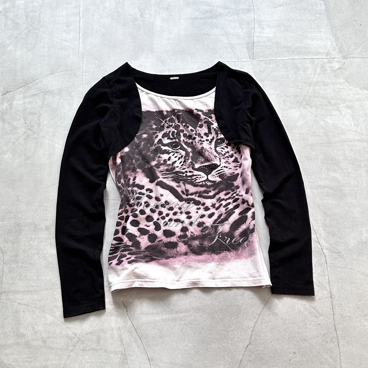 Hysteric Glamour Y2K Leopard Ed Hardy Vibe Rhinestones Long Sleeve T Shirt Size XS / US 0-2 / IT 36-38 - 1 Thumbnail