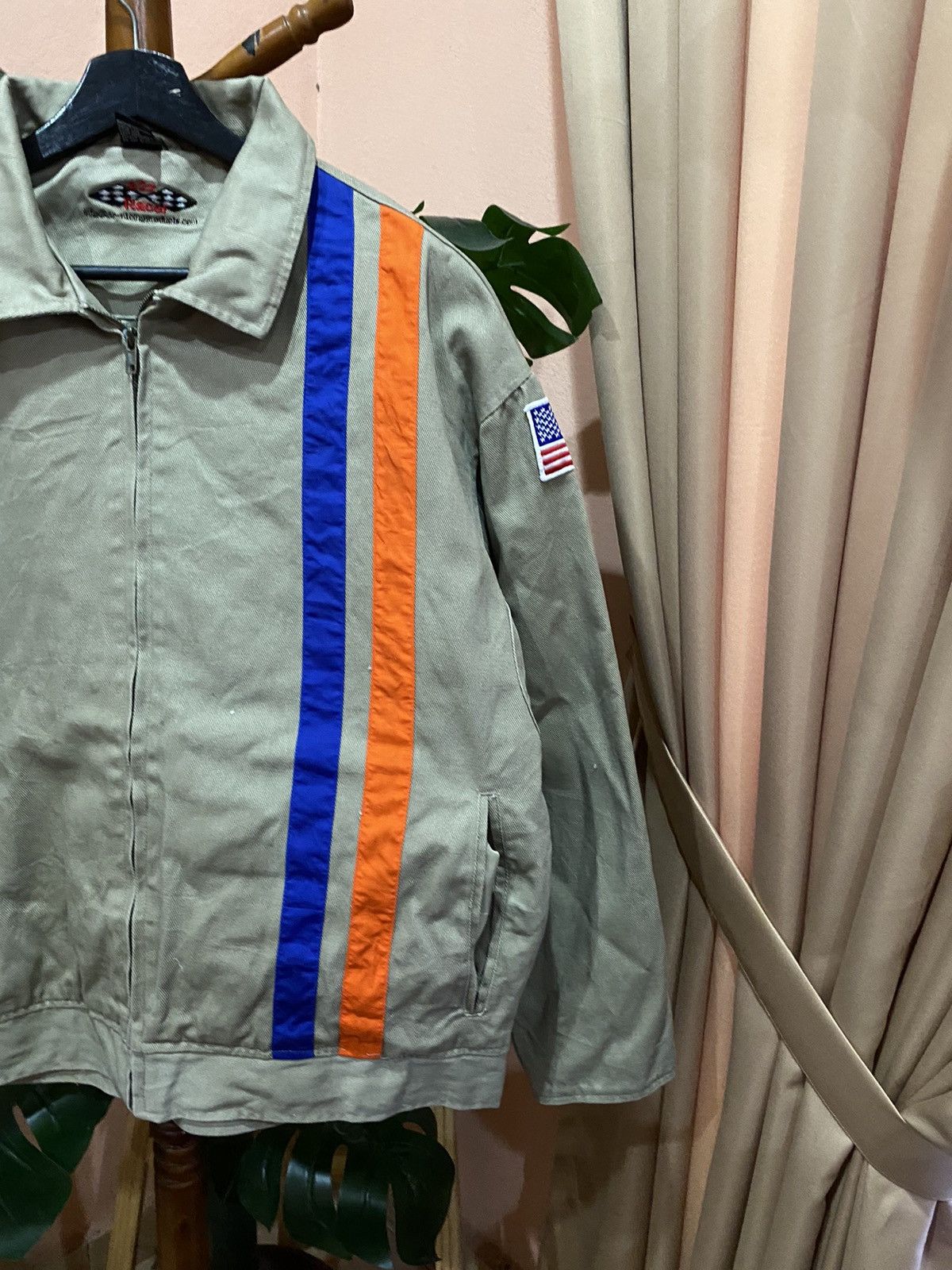Other Vintage Racing-Inspired Beige Cotton Jacket Striped Design Size US L / EU 52-54 / 3 - 6 Thumbnail