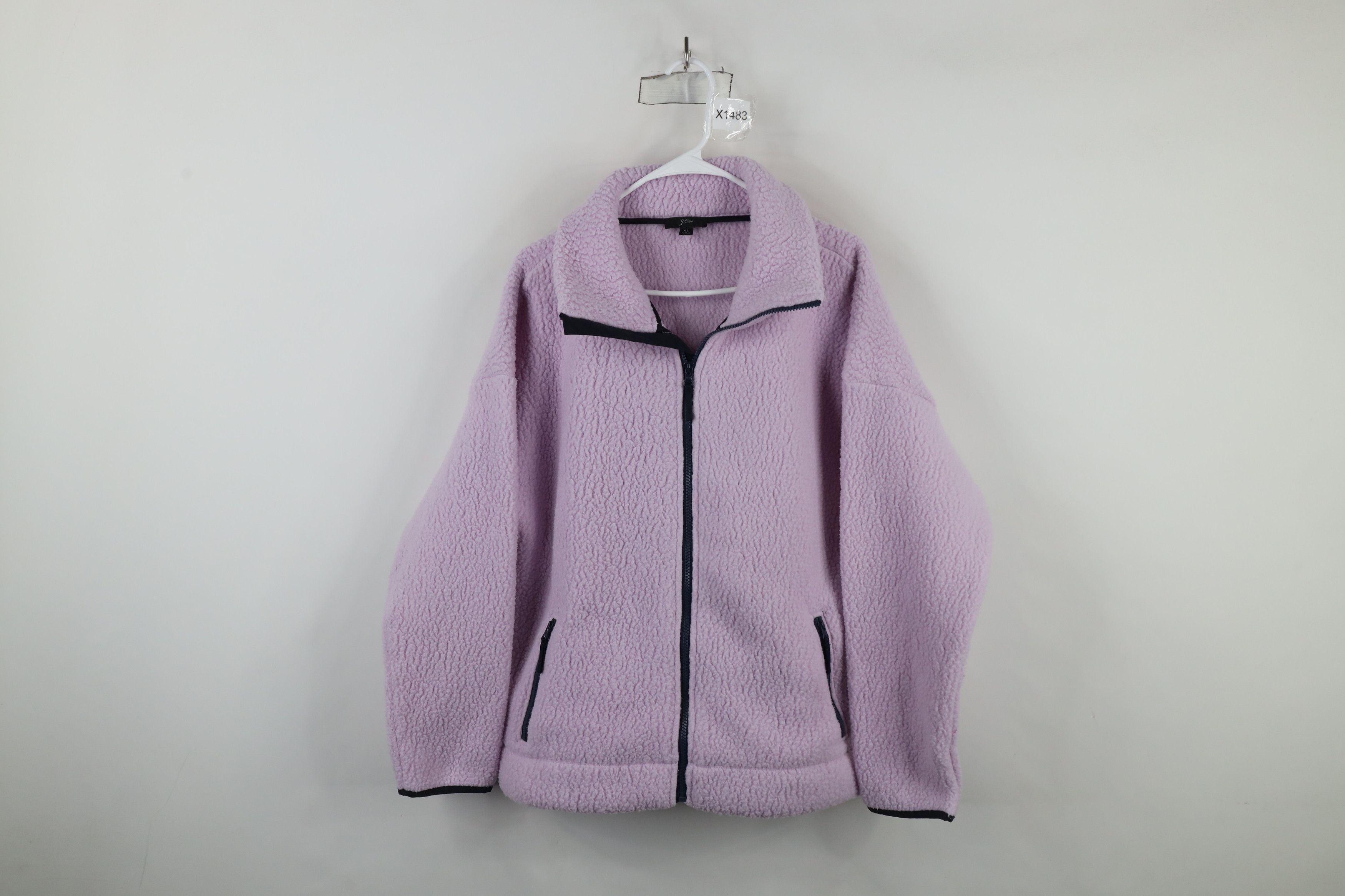 J.Crew × Vintage J Crew Deep Pile Fleece Full Zip Jacket Light Purple Size XL / US 12-14 / IT 48-50 - 1 Thumbnail
