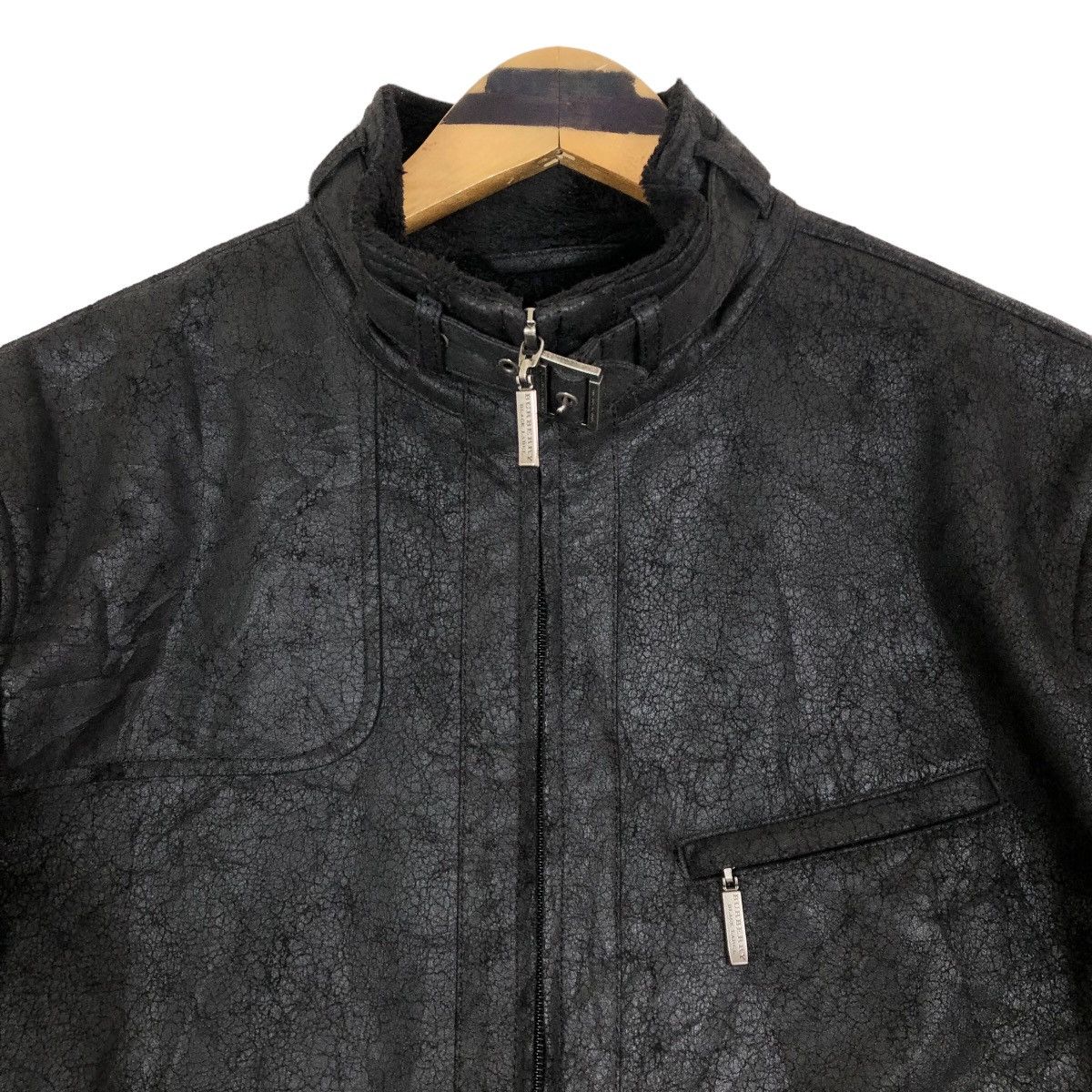 Burberry Black Label Synthetic Leather Rider Jacket