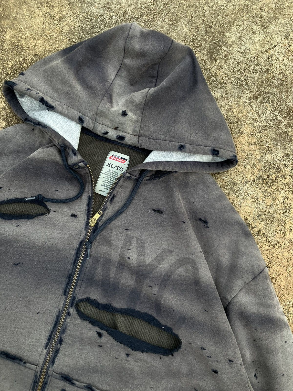 Dickies × StraightFaded Hoodie zip & faded destroyed. Size US XL / EU 56 / 4 - 6 Thumbnail