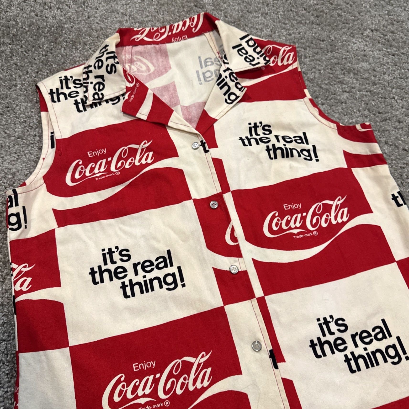 Vintage VINTAGE Coca-Cola Checkered Logo Red White Snap Button Sleeveless Vest Med 60s Unisex Adults M Button-Up Size US M / EU 48-50 / 2 - 4 Thumbnail