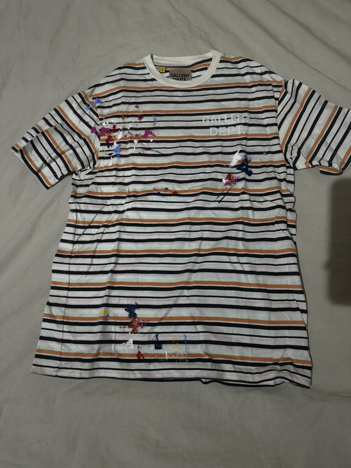 image of Gallery Dept Nelson Striped Tee Shirt Paint Splatter, Men's (Size Small)