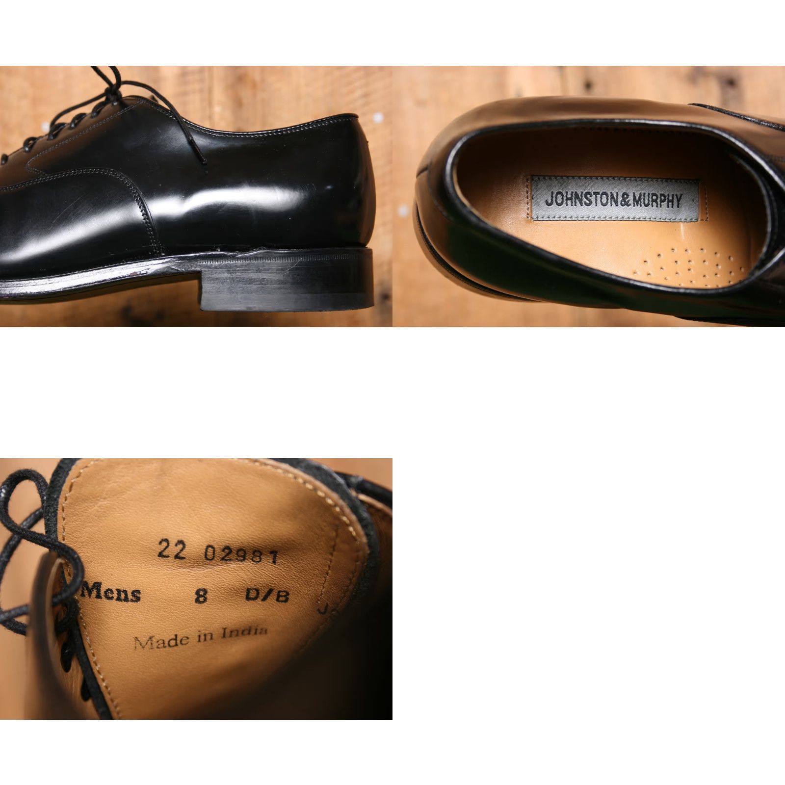 Johnston & Murphy JOHNSTON & MURPHY Optima Black Leather Cap Toe Oxfords Dress Shoes Sz. 8D Mens Size ONE SIZE - 8 Thumbnail