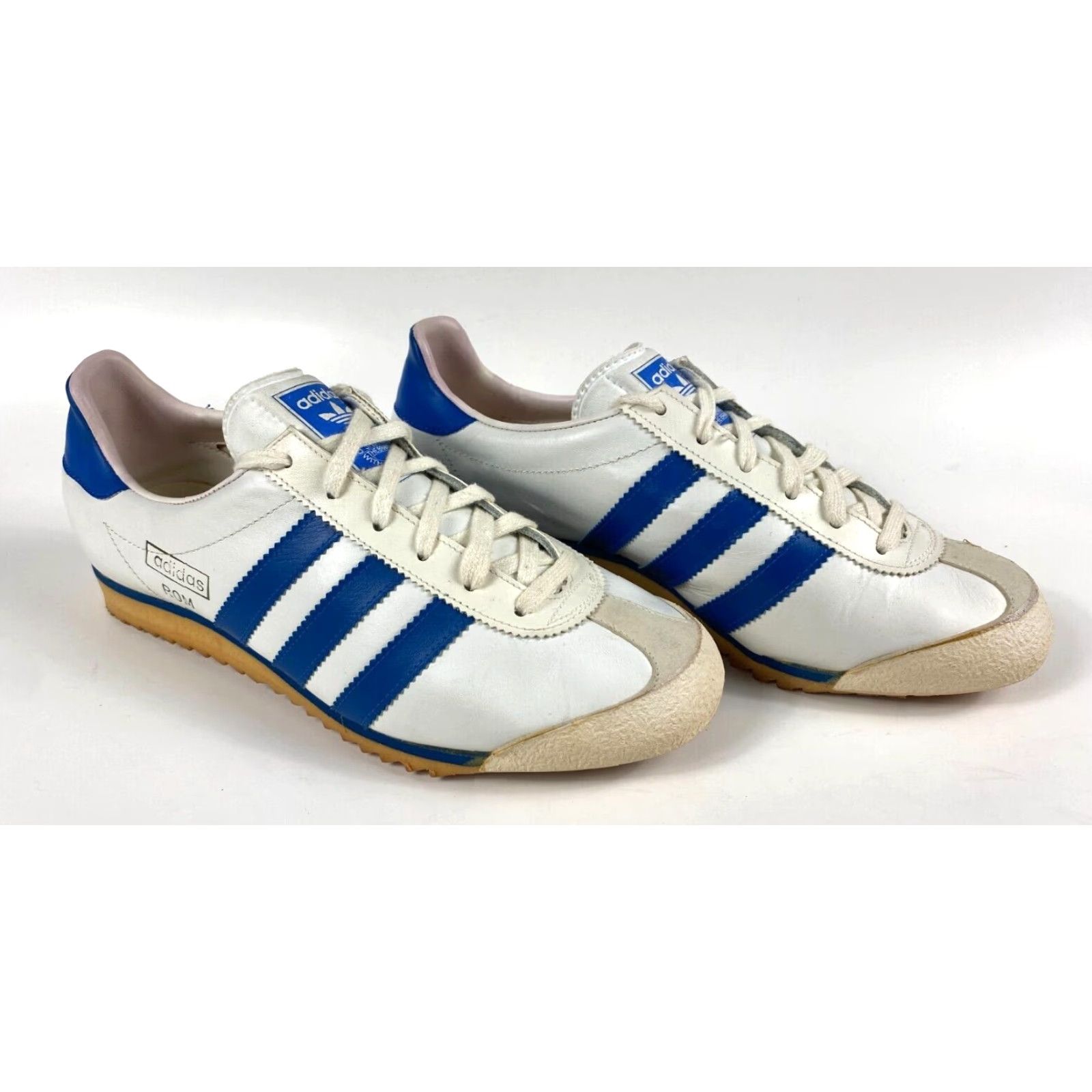 Adidas VINTAGE adidas ROM Sneakers Men 70s White Leather Low Top 6 West Germany 1970s Shoes Athletic Rubber Outsole Mens Size US 6 / EU 39 - 2 Thumbnail