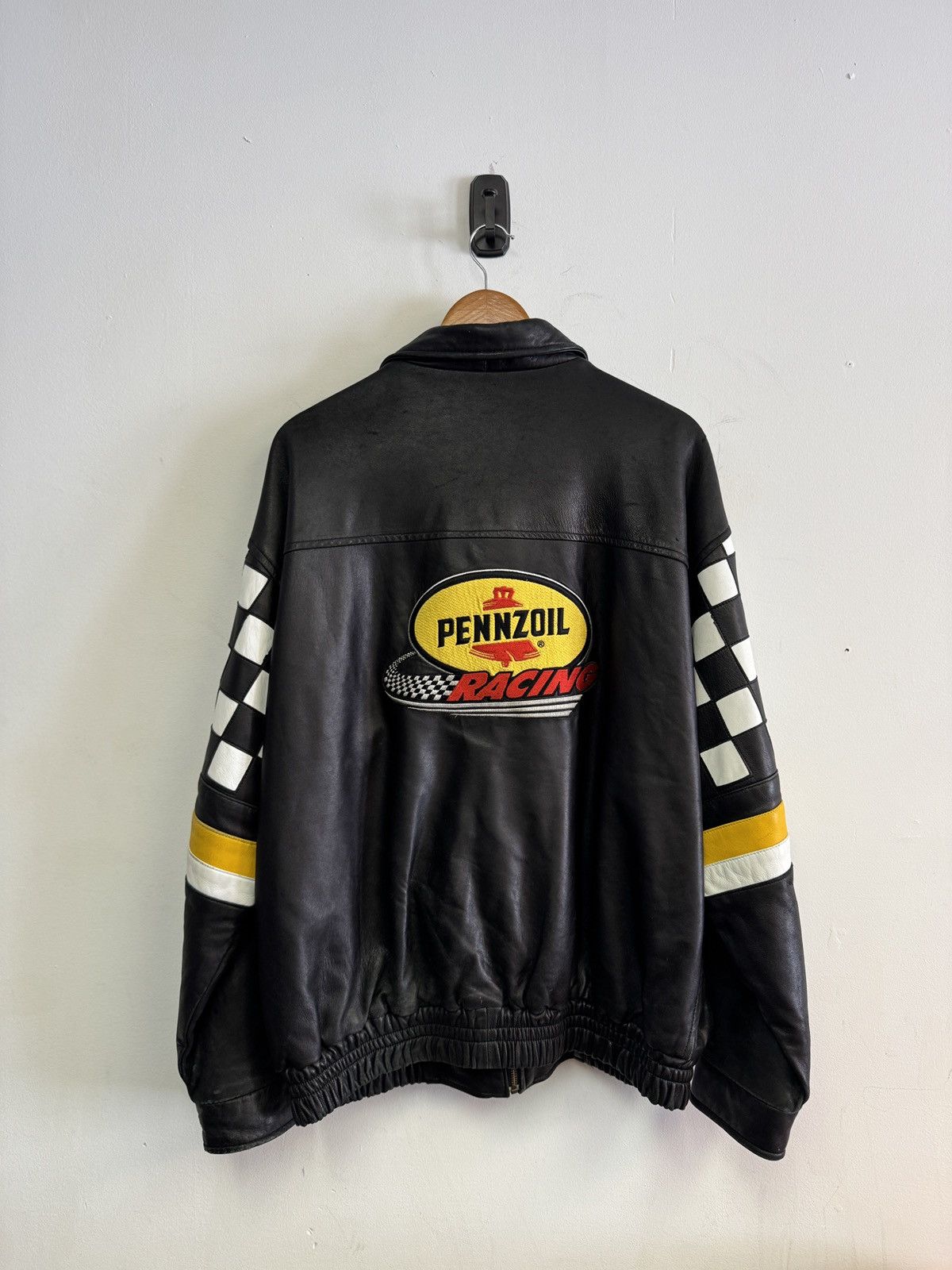 Vintage 90s Leather Pennzoil Racing Jacket Size US XL / EU 56 / 4 - 4 Thumbnail