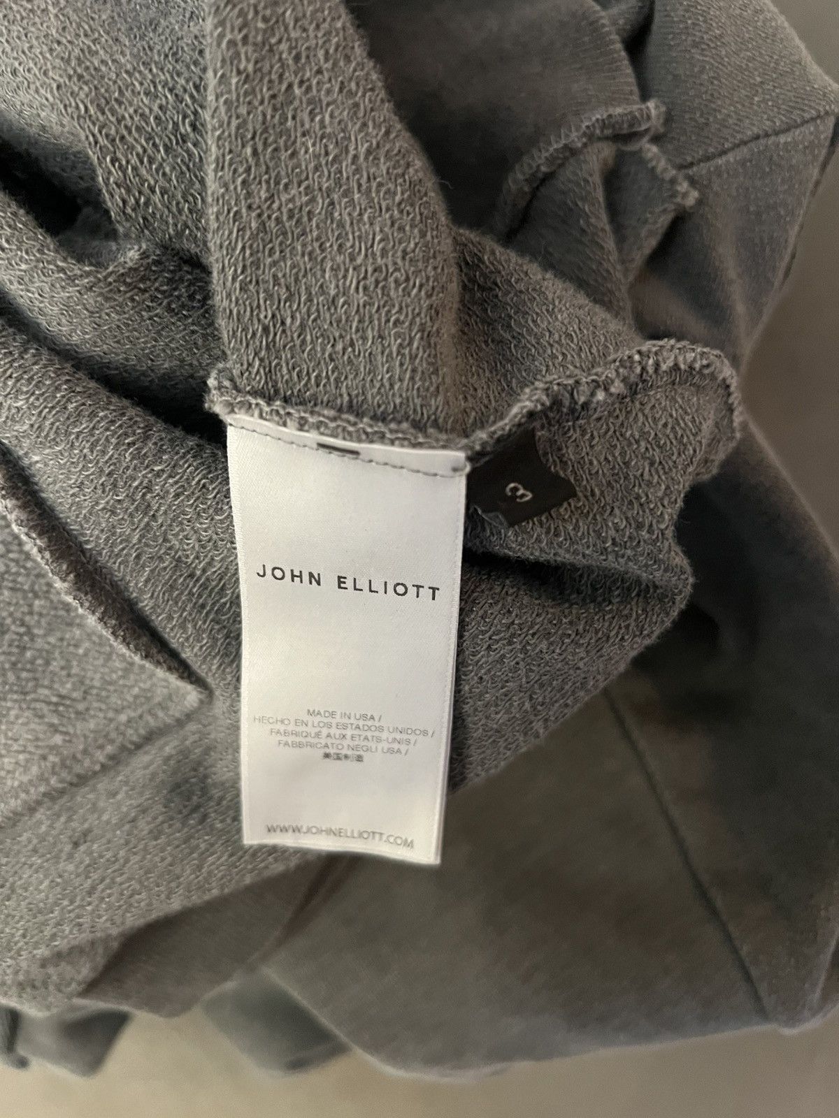 BRAND NEW John Elliott gray reconstructed hoodie