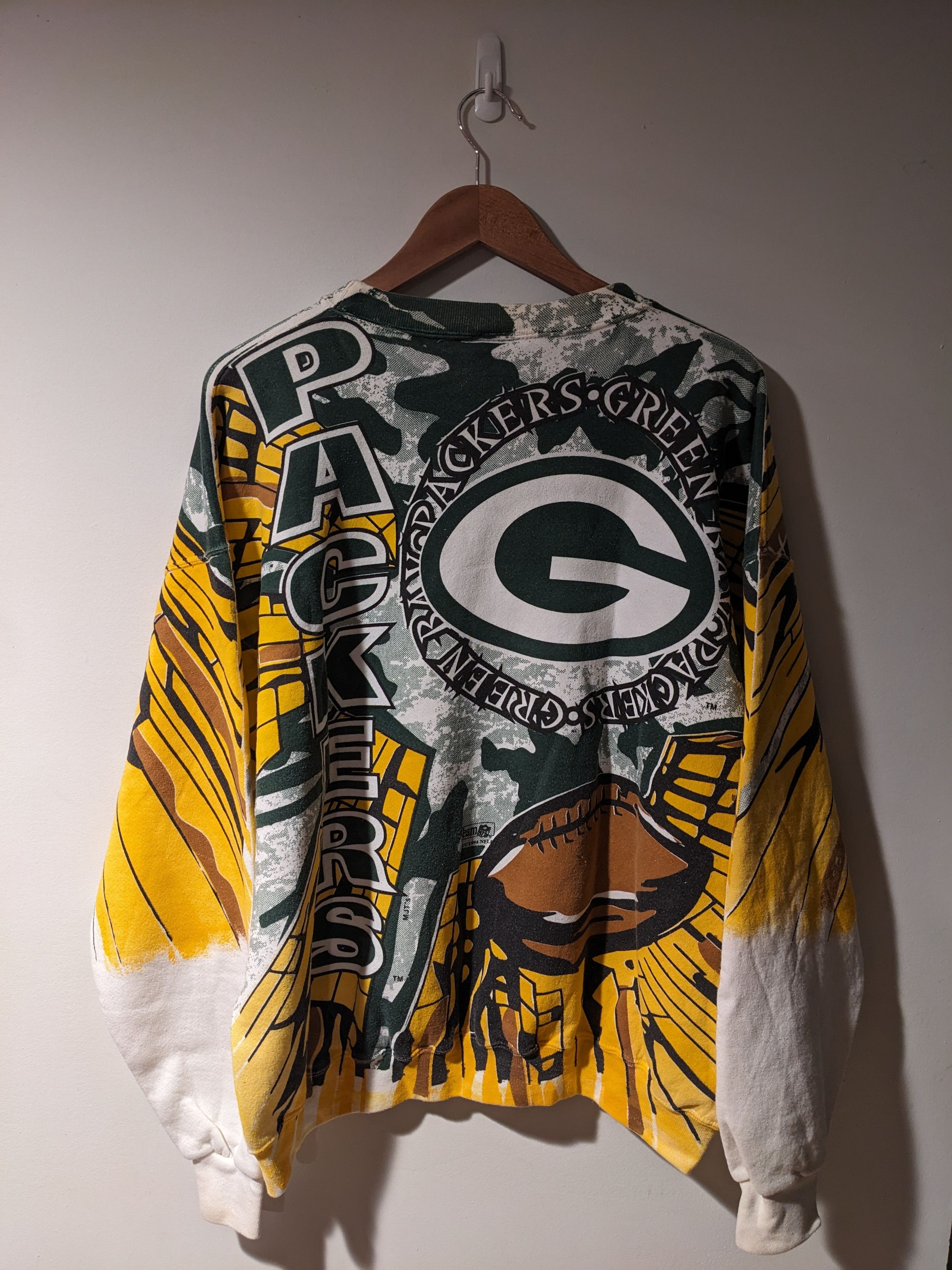 NFL × Vintage Vintage 90s Green Bay Packers AOP Magic Johnson Sweatshirt Size US XL / EU 56 / 4 - 7 Thumbnail