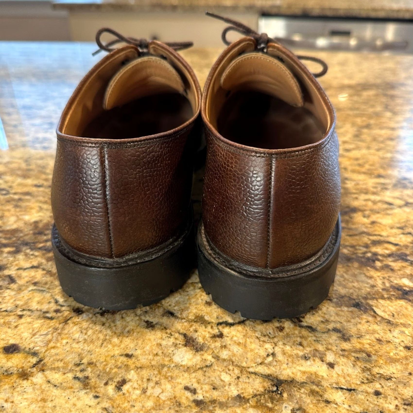 Crockett Jones Mens 10 E Brown Sandhurst Derby Shoes Vibram Roughout Suede Euc, Men's — image 6 of 6