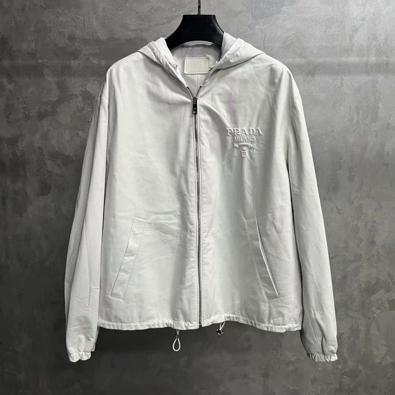 Prada Prada White Hooded Zip Jacket Size US L / EU 52-54 / 3 - 1 Thumbnail