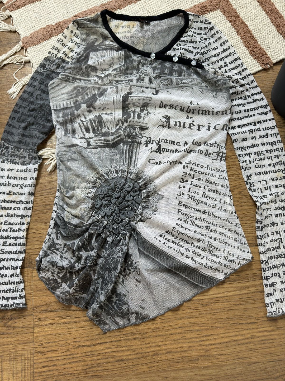 Cop Copine COP COPINE 2000s STYLE AVANT GARDE MESH PRINTED LONG SLEEVE Size L / US 10 / IT 46 - 3 Thumbnail