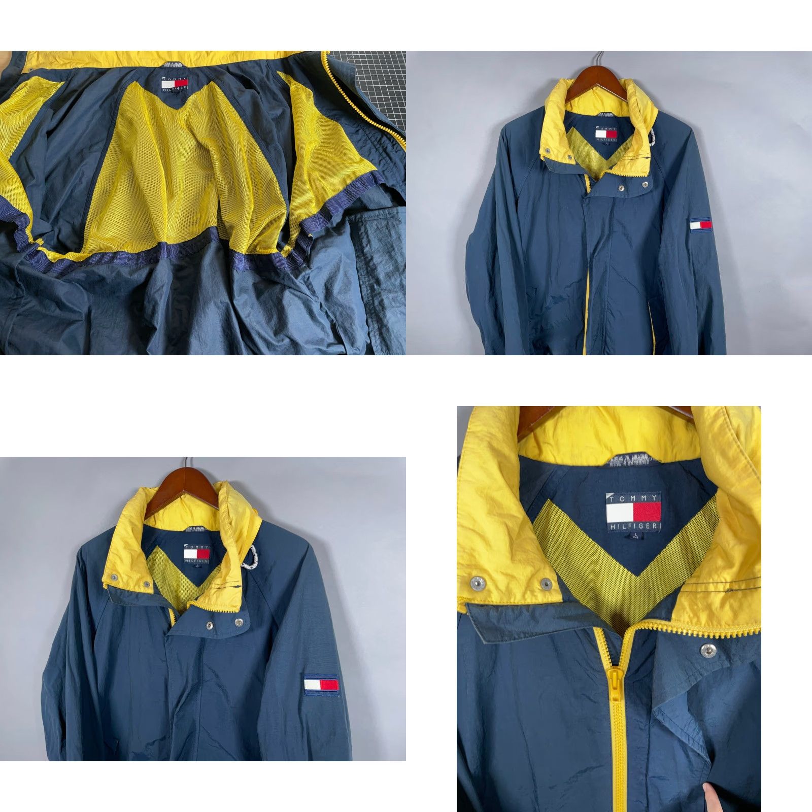 Tommy Hilfiger VINTAGE Tommy Hilfiger Windbreaker Jacket Adult Large Blue Full Zip Hooded 90s Hip Hop Retro Mens Size US L / EU 52-54 / 3 - 8 Thumbnail