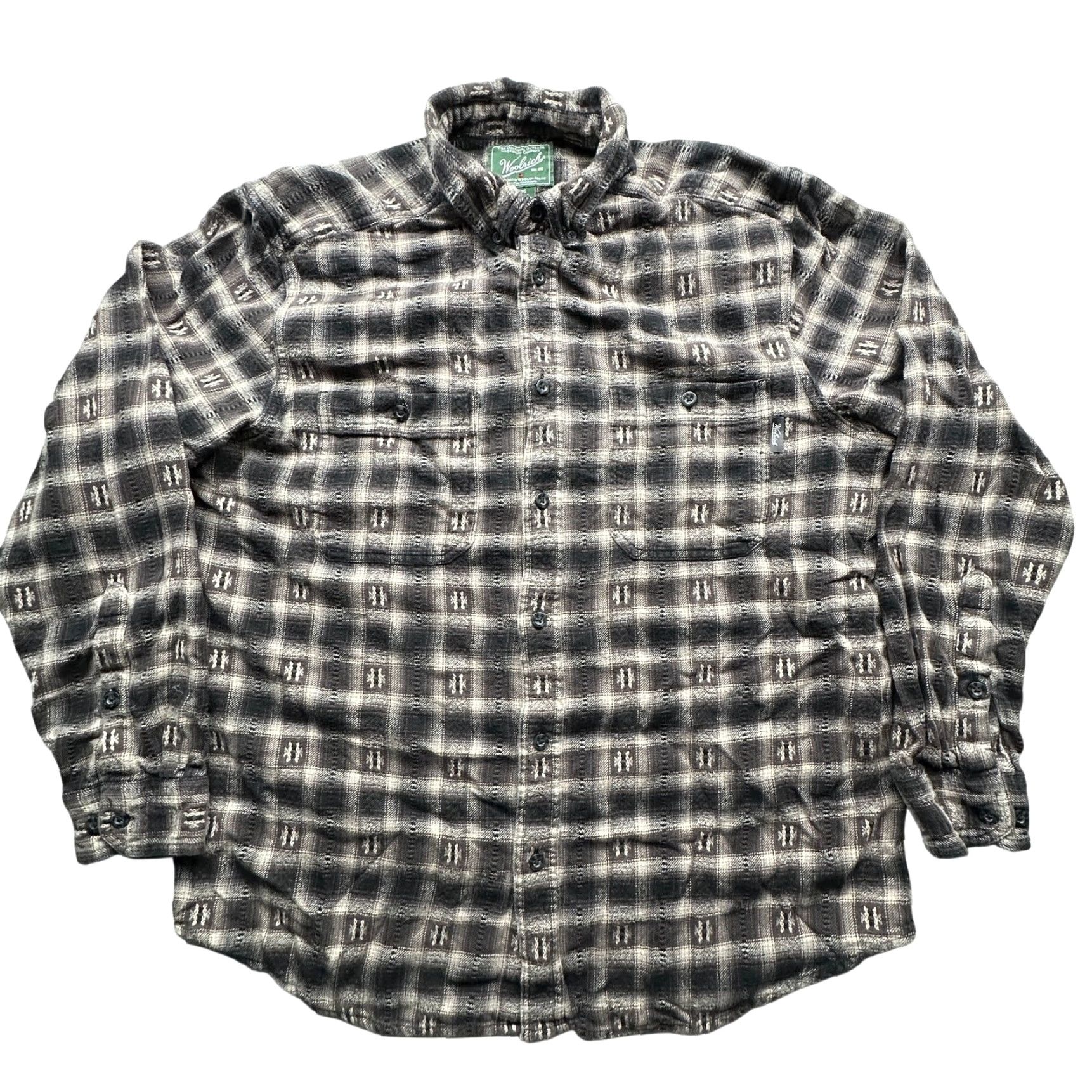 Vintage Woolrich Ombre Check Southwestern Long Sleeve Shirt Mens XL Black Flannel Size US XL / EU 56 / 4 - 2 Thumbnail
