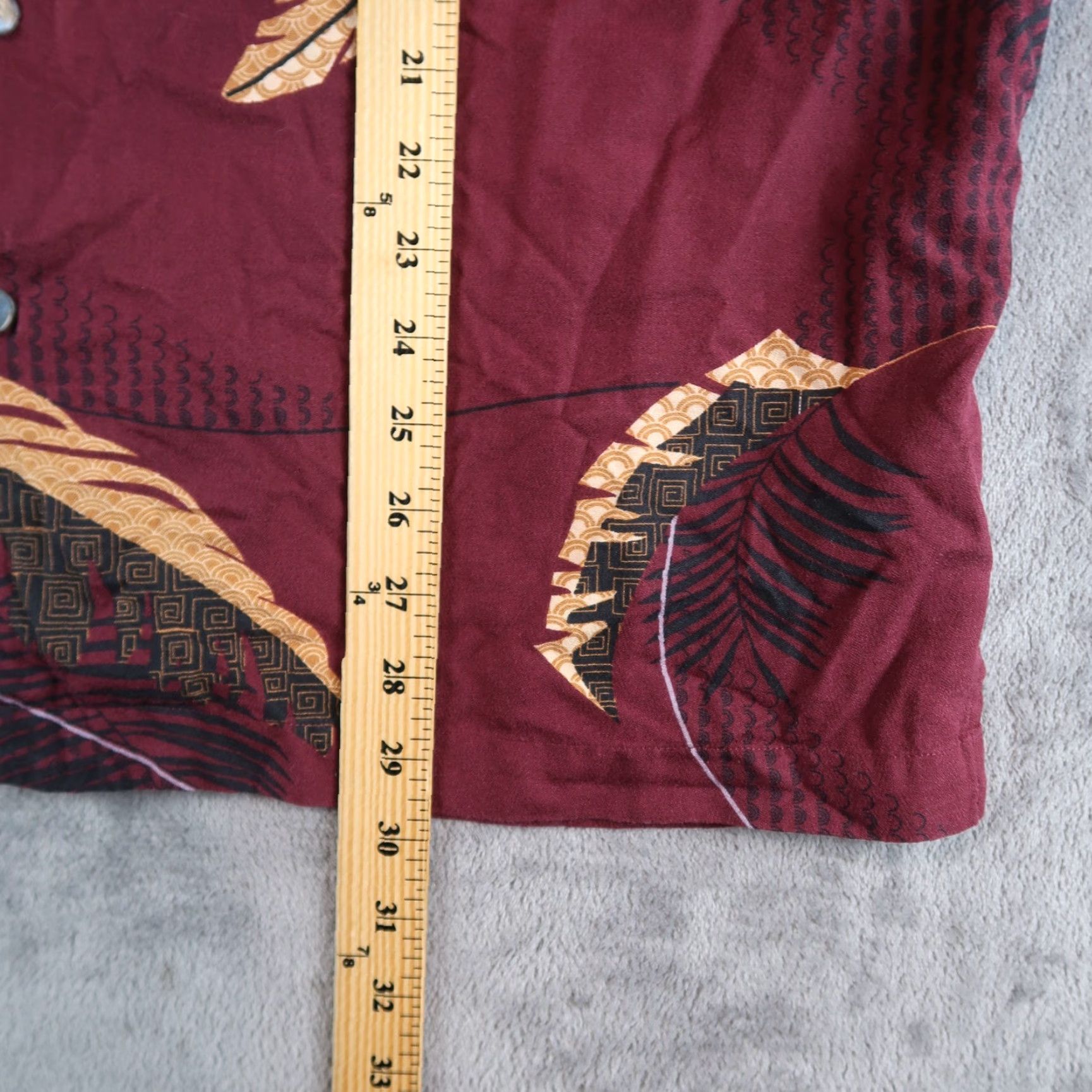 Vintage Aureus Button-Up Hawaiian Shirt Men XL Burgundy Silk Cotton Size US XL / EU 56 / 4 - 6 Thumbnail