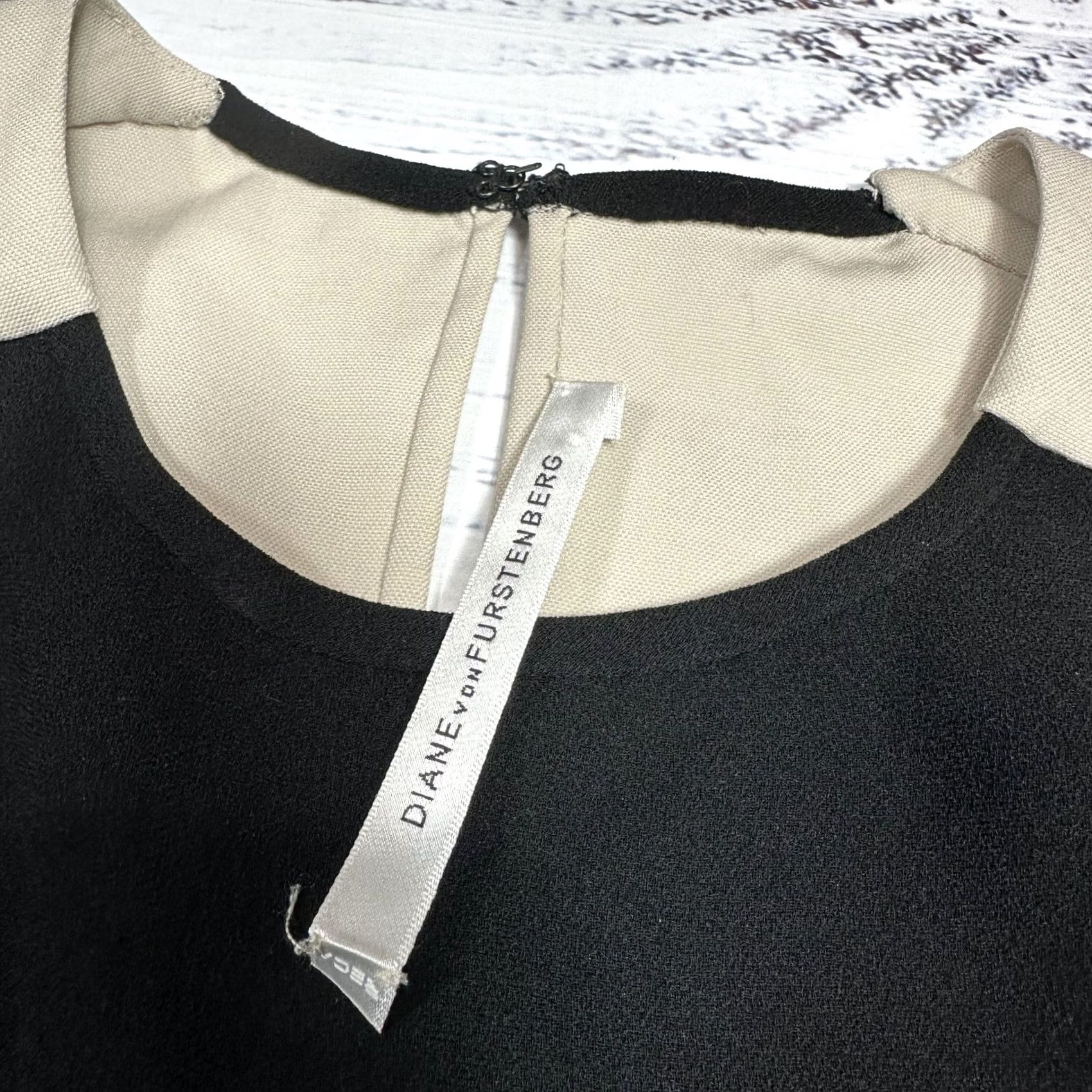 Diane von Furstenberg Diane von Furstenberg Dress Maxi Beige Black Hi-Low XS Fit & Flare Rayon N/A Sleeveless Womens, Casual, Party/Cocktail, Vintage? Size XS / US 0-2 / IT 36-38 - 4 Thumbnail