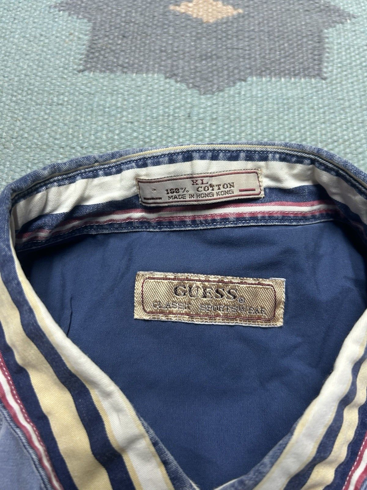 Vintage Vintage button shirt Guess vertical striped cotton soft XL Size US XL / EU 56 / 4 - 5 Thumbnail