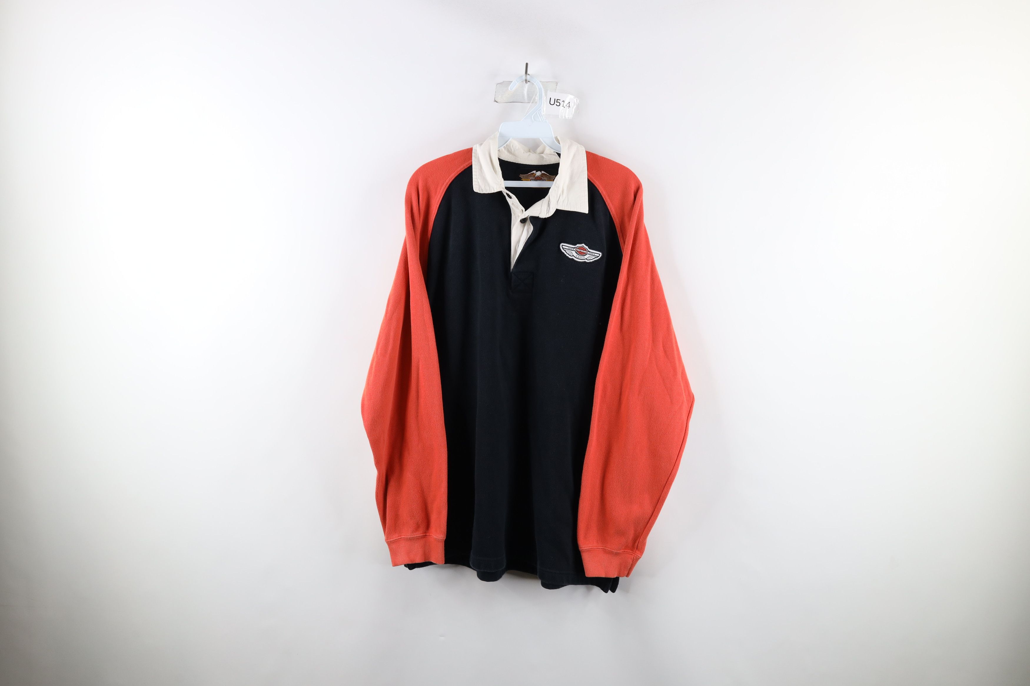 Harley Davidson × Vintage Vintage Y2K 2003 Harley Davidson Knit Long Sleeve Rugby Polo Size US L / EU 52-54 / 3 - 1 Thumbnail