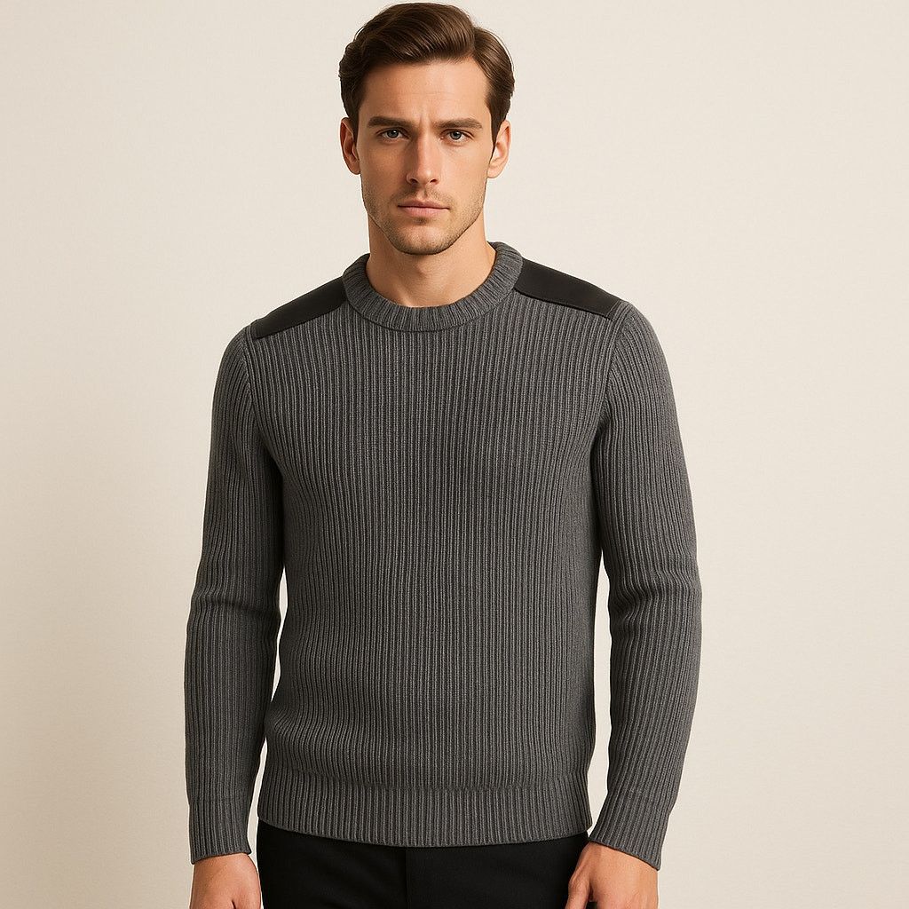 Vince Vince Ribbed knit Crew Sweater leather shoulder patch M Size US M / EU 48-50 / 2 - 1 Thumbnail