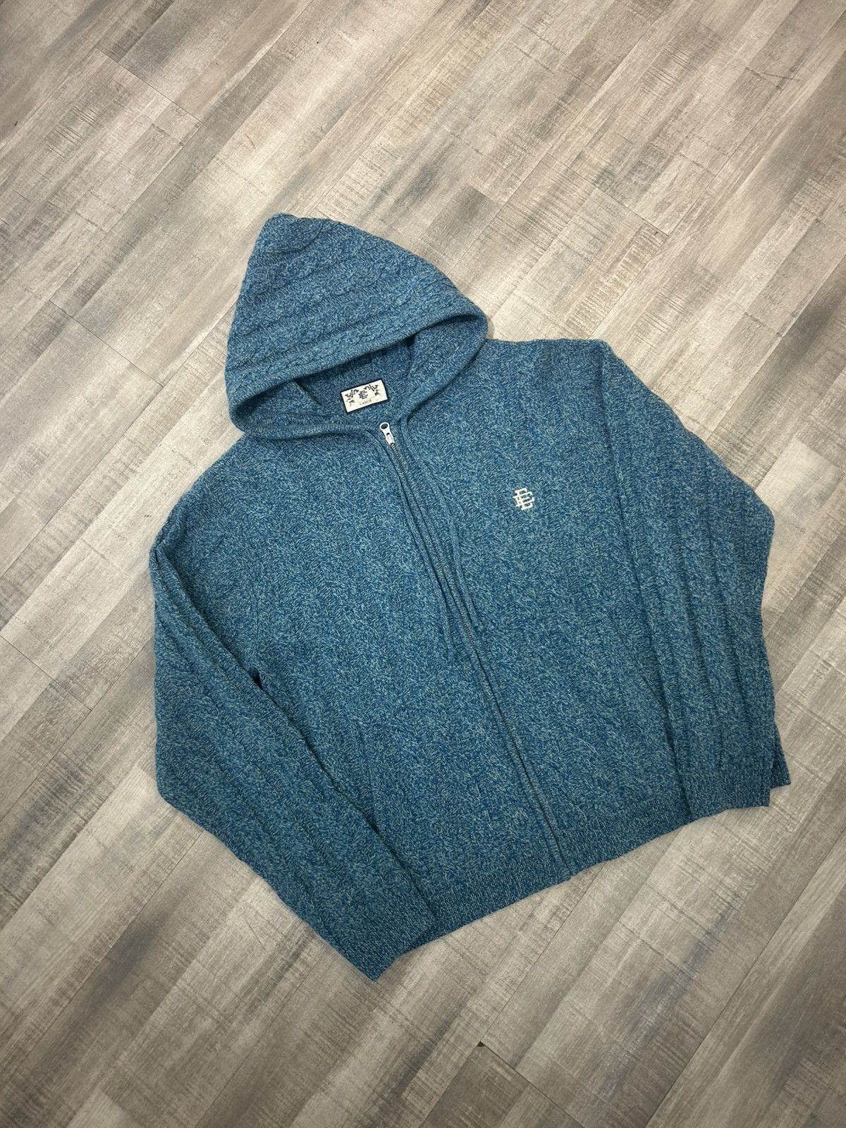 Eric Emanuel Eric Emanuel EE Cable Knit Zip-Up Hoodie Size US L / EU 52-54 / 3 - 1 Thumbnail