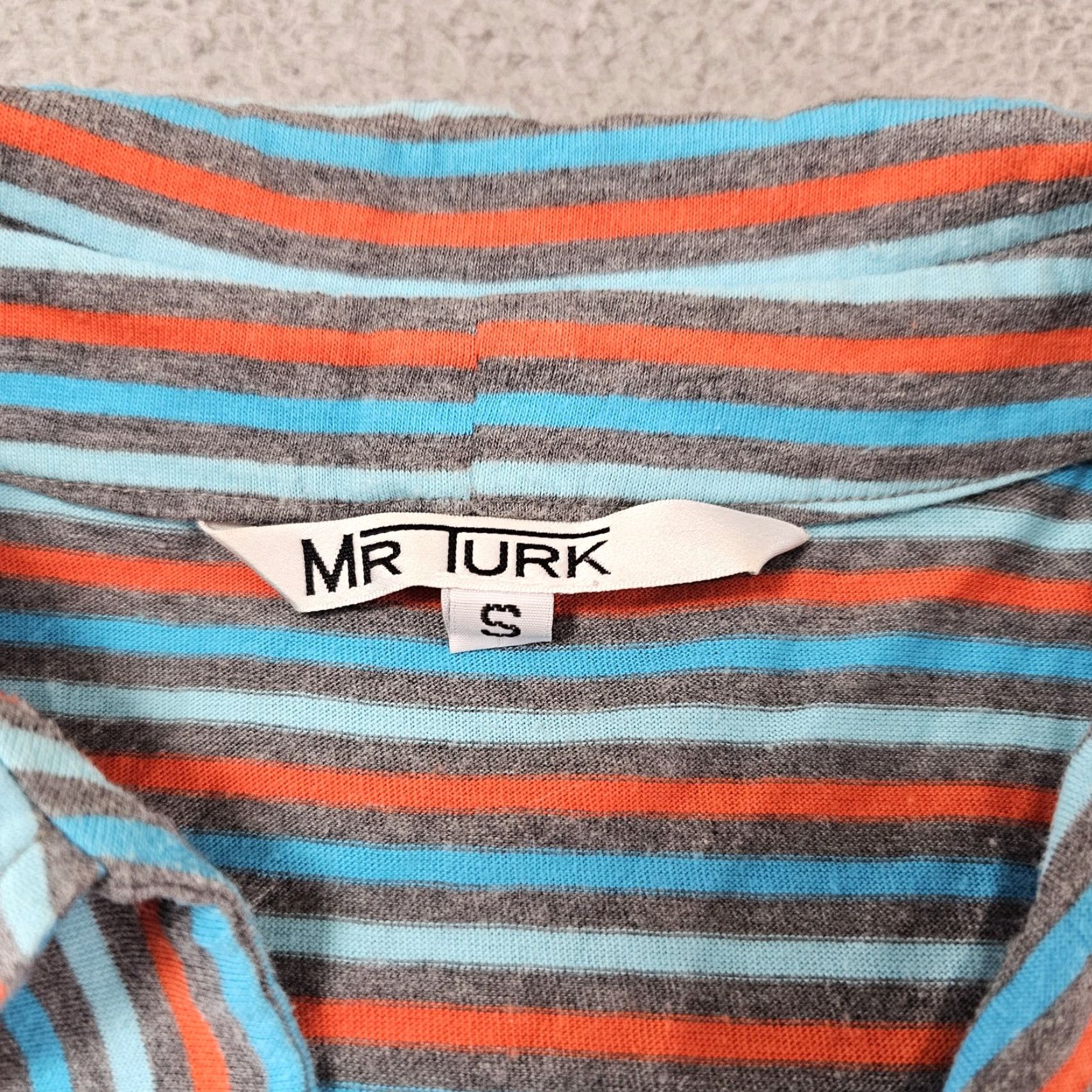 Mr Turk MR TURK Shirt Mens Small Blue Orange Striped Cotton Pullover Made USA Retro Polo Short Sleeve Collared Vintage No Size US S / EU 44-46 / 1 - 3 Thumbnail