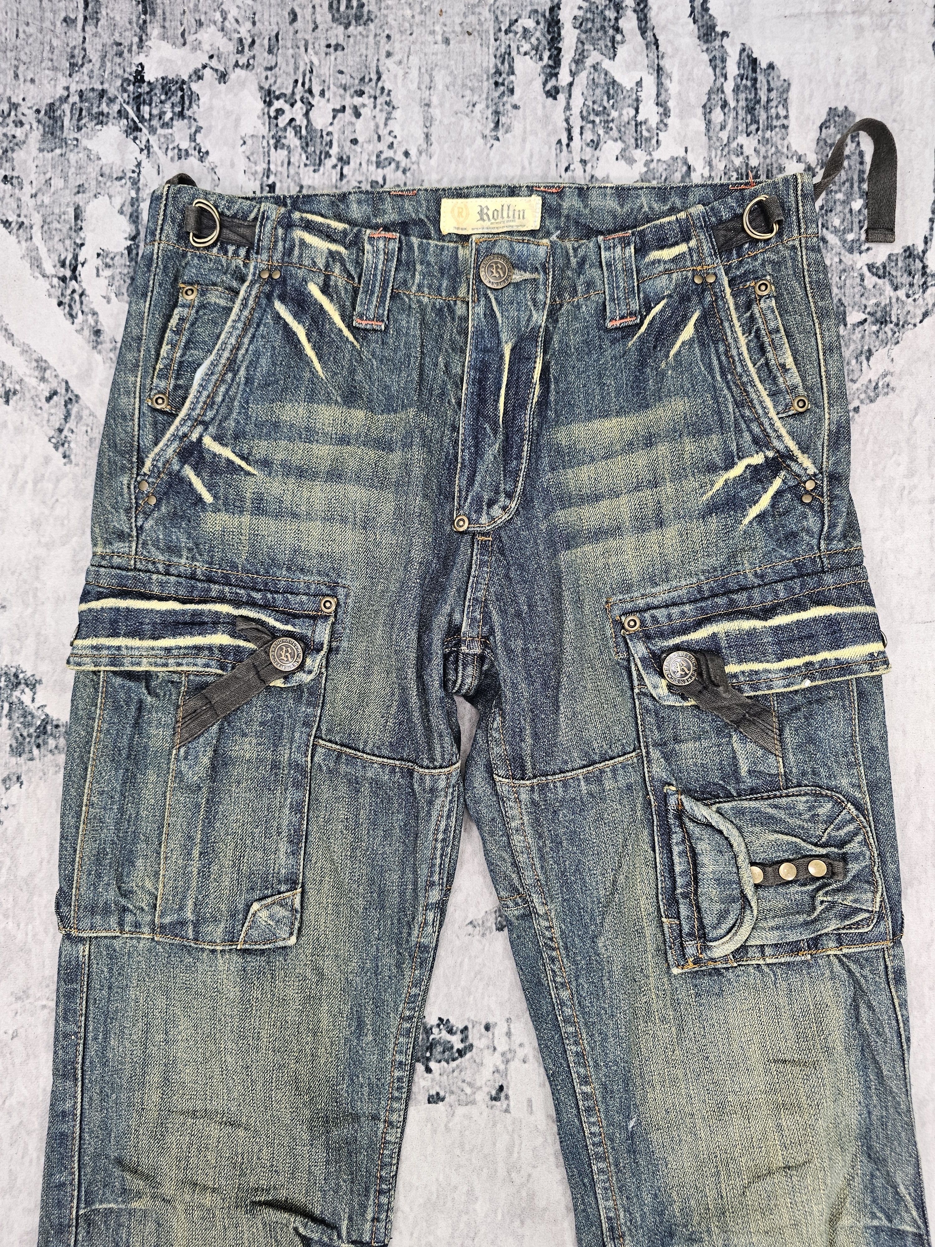 Japanese Brand ROLLIN Multi Bush Pocket Punk Bondage Design Jeans JB0314 Size US 32 / EU 48 - 5 Thumbnail