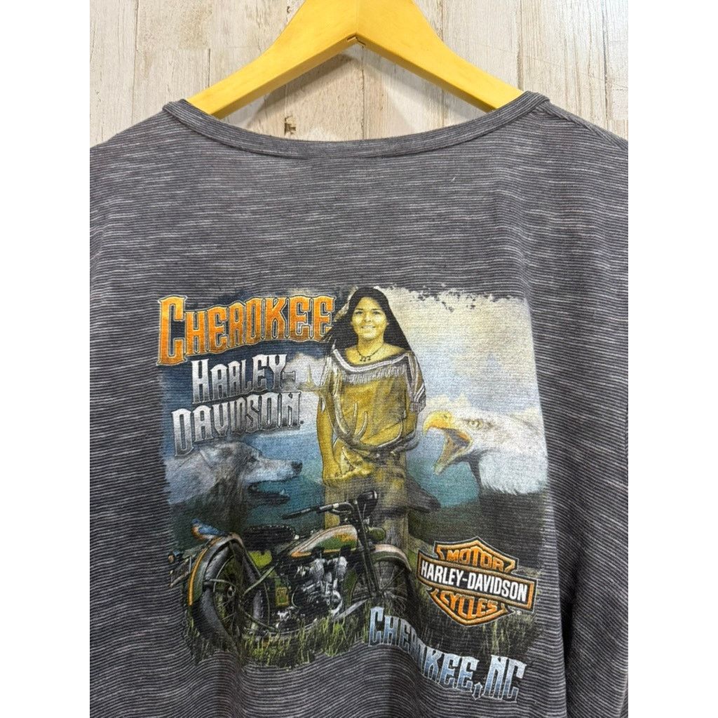 Harley Davidson Harley-Davidson Women's XL Gray V-Neck T-Shirt Vintage Size XL / US 12-14 / IT 48-50 - 3 Thumbnail