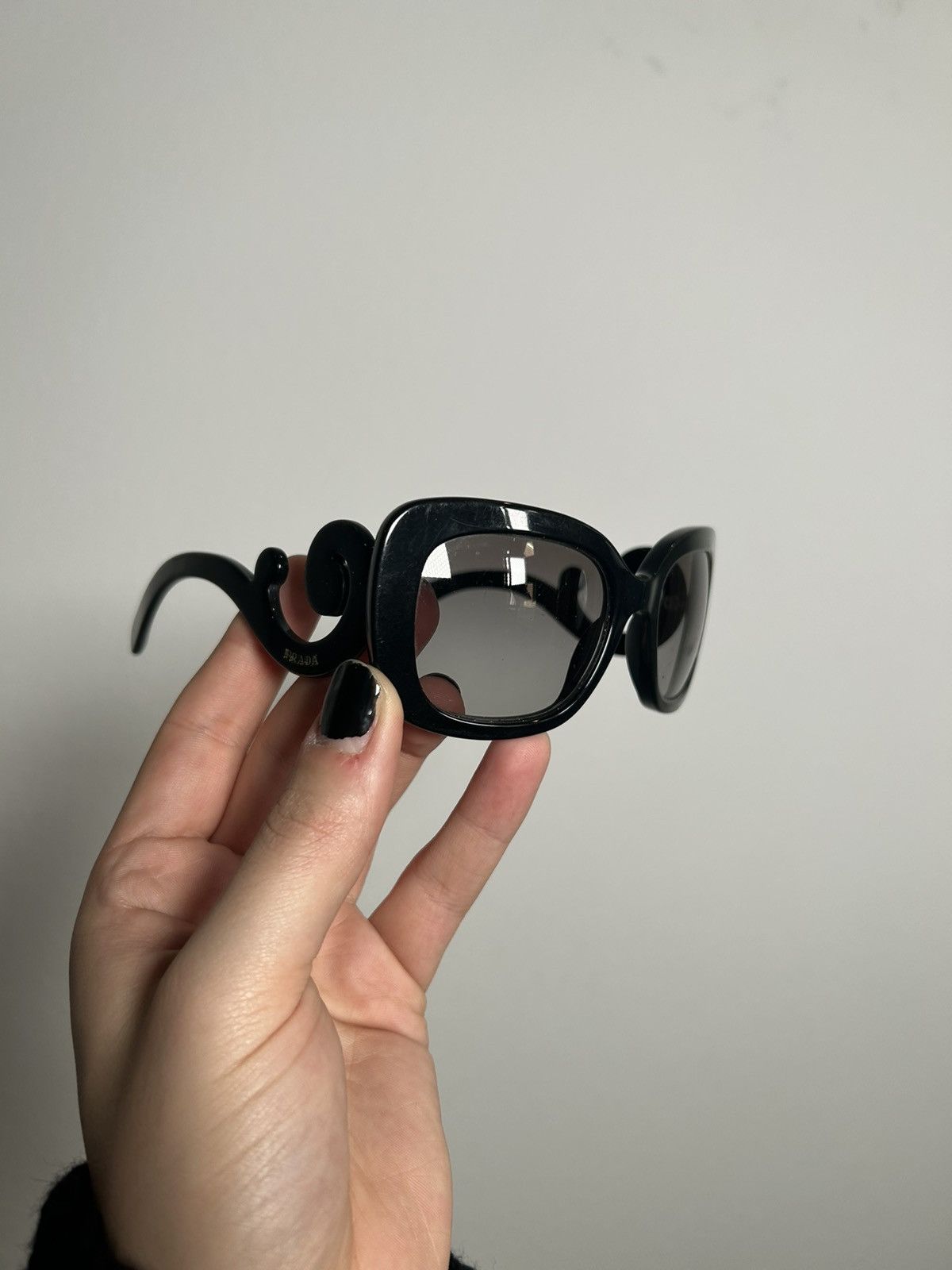 image of Prada Spiraled Square Frame Sunglasses in Black, Women's