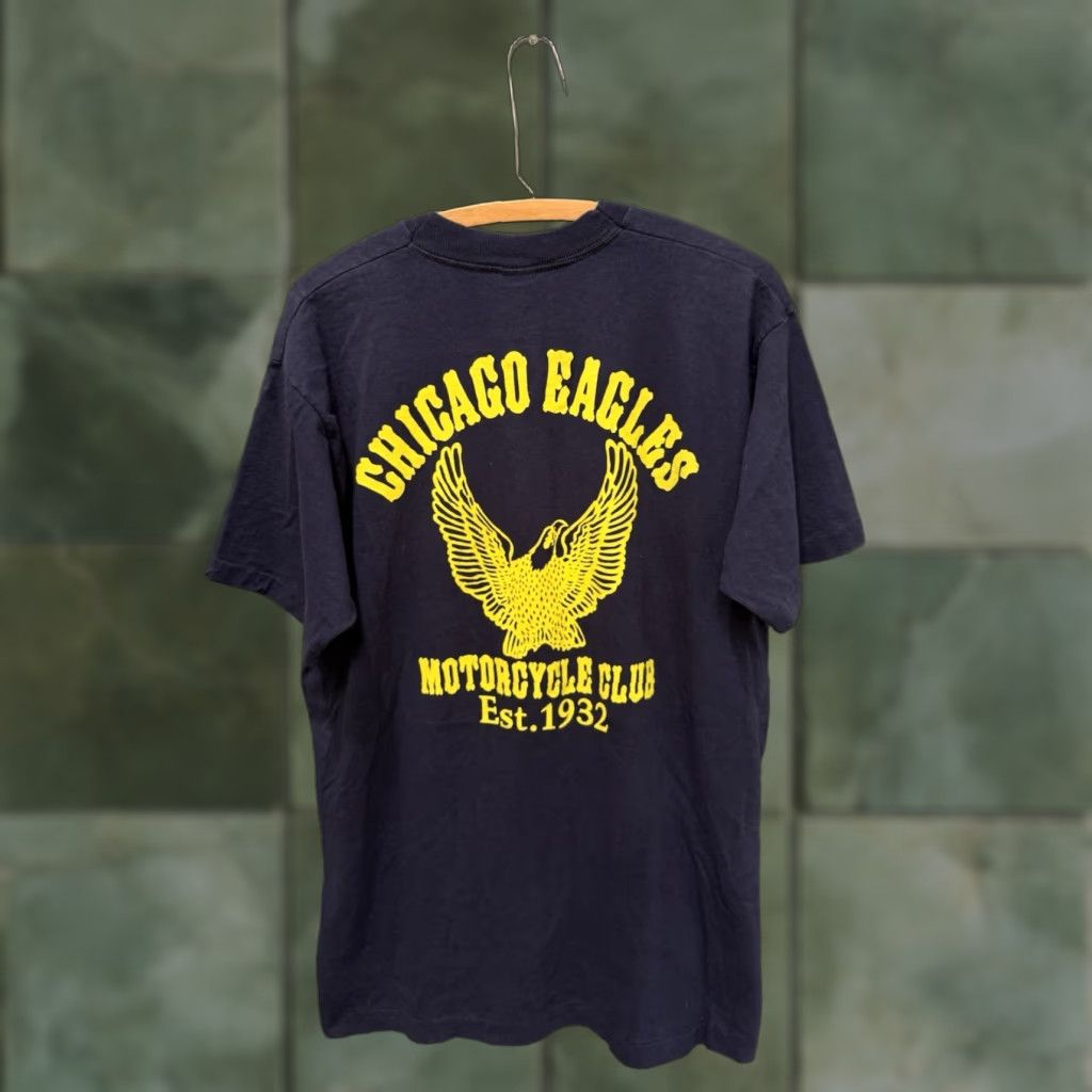 Fruit Of The Loom VINTAGE 90s Chicago Eagle MC Motorcycle Club Blue Tee Shirt XL Shirt Mens XL Blue 90s MC Chicago Eagle Mens Shirts Size US XL / EU 56 / 4 - 1 Thumbnail