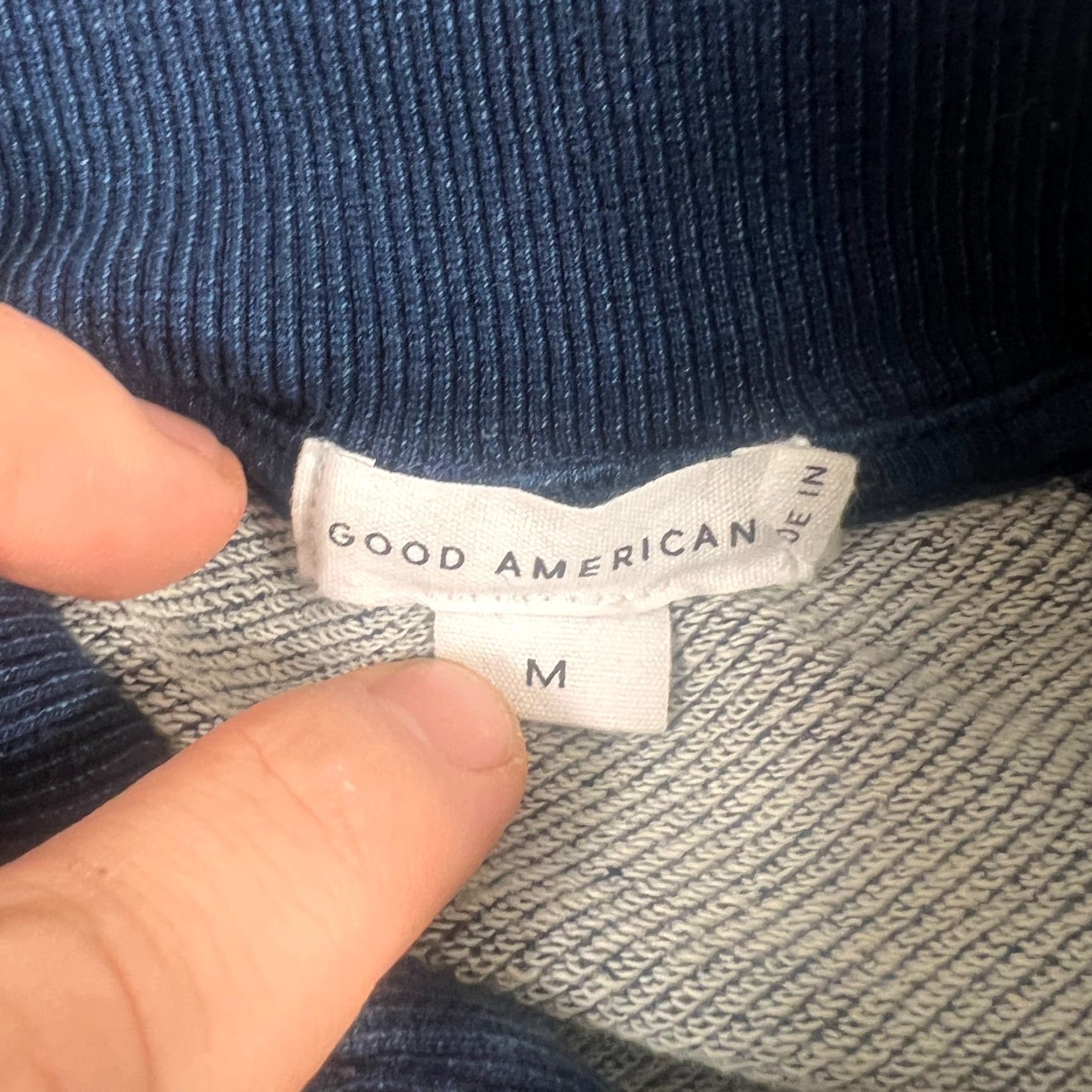 Good American GOOD AMERICAN Sweatshirt Pullover Mock Zip Indigo Blue Cropped N/A Size M / US 6-8 / IT 42-44 - 4 Thumbnail