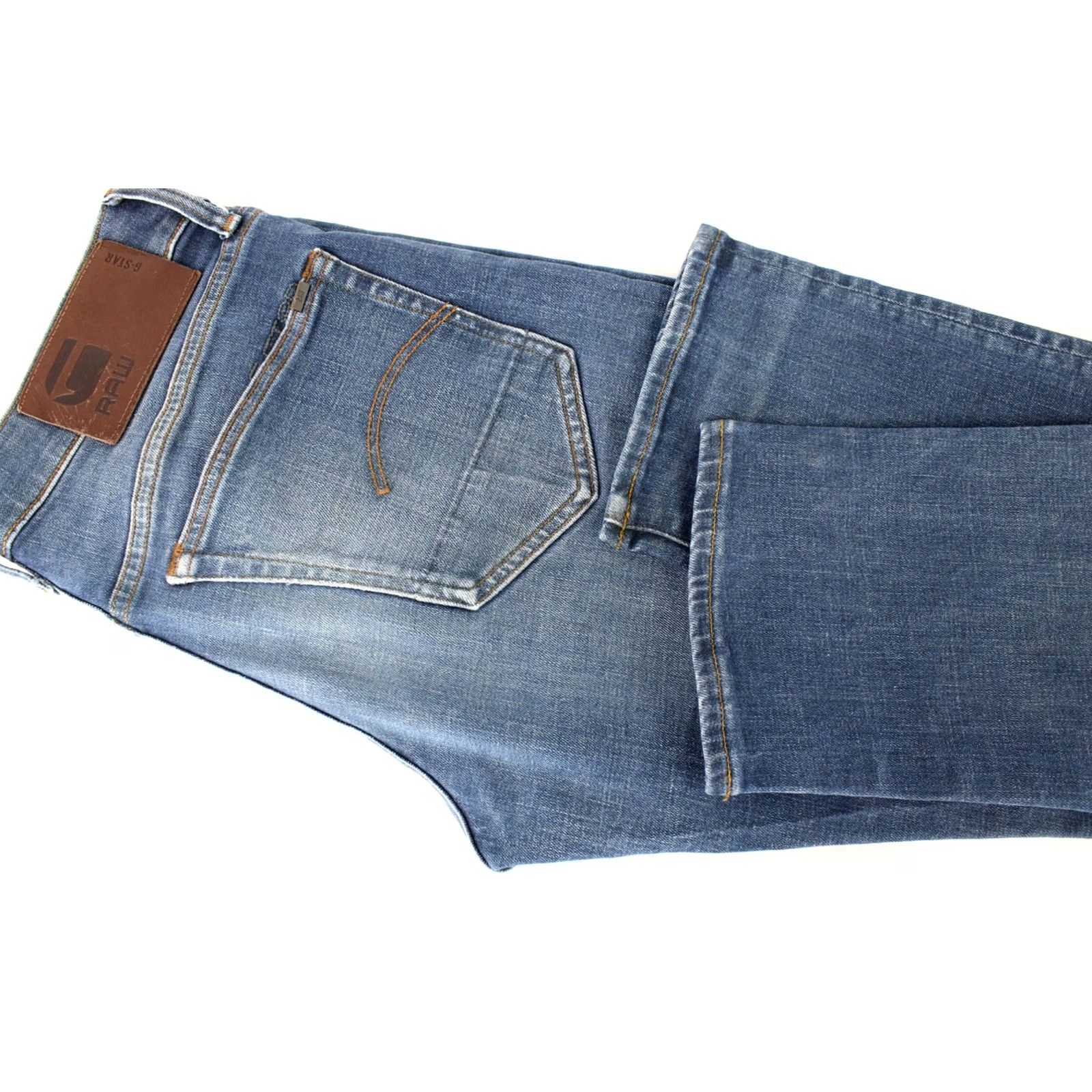 Vintage G-Star Raw 3301 Slim Jeans Men's W28/L32 Stretchy Faded Whiskers Button Fly Blue Denim Casual Mens Size US 28 / EU 44 - 5 Thumbnail