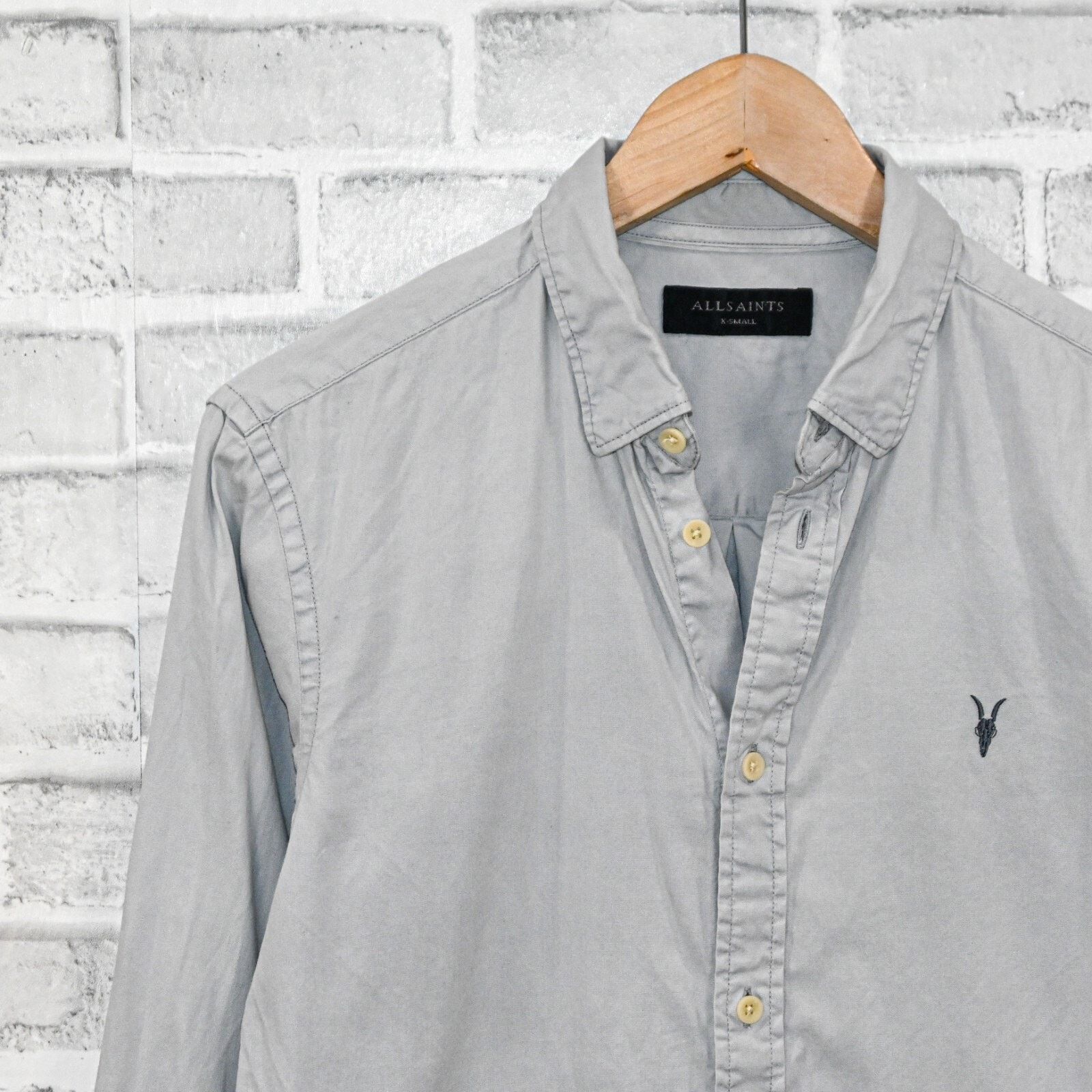 Allsaints ALL SAINTS Button Down Redondo LS Shirt Grey Cotton Rumskull Size US XS / EU 42 / 0 - 5 Thumbnail