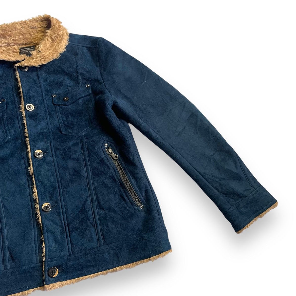 If Six Was Nine × Le Grande Bleu (L.G.B.) × Nicole Club 🇯🇵 NICOLE CLUB FOR MEN SUEDE FAUX FUR BUTTON UP JACKET Size US M / EU 48-50 / 2 - 5 Thumbnail