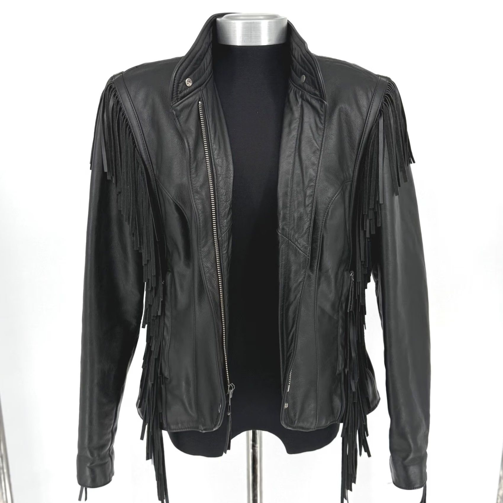Harley Davidson VINTAGE Harley Davidson Womens Black Leather Fringe Motorcycle Jacket Sz Medium Size M / US 6-8 / IT 42-44 - 5 Thumbnail