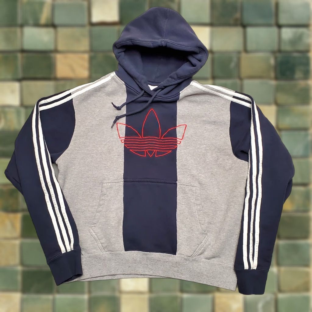 Adidas Adidas Hoodie Mens Medium Blue Gray Trefoil Three Stripe Logo Hooded Sweatshirt Size US M / EU 48-50 / 2 - 1 Thumbnail